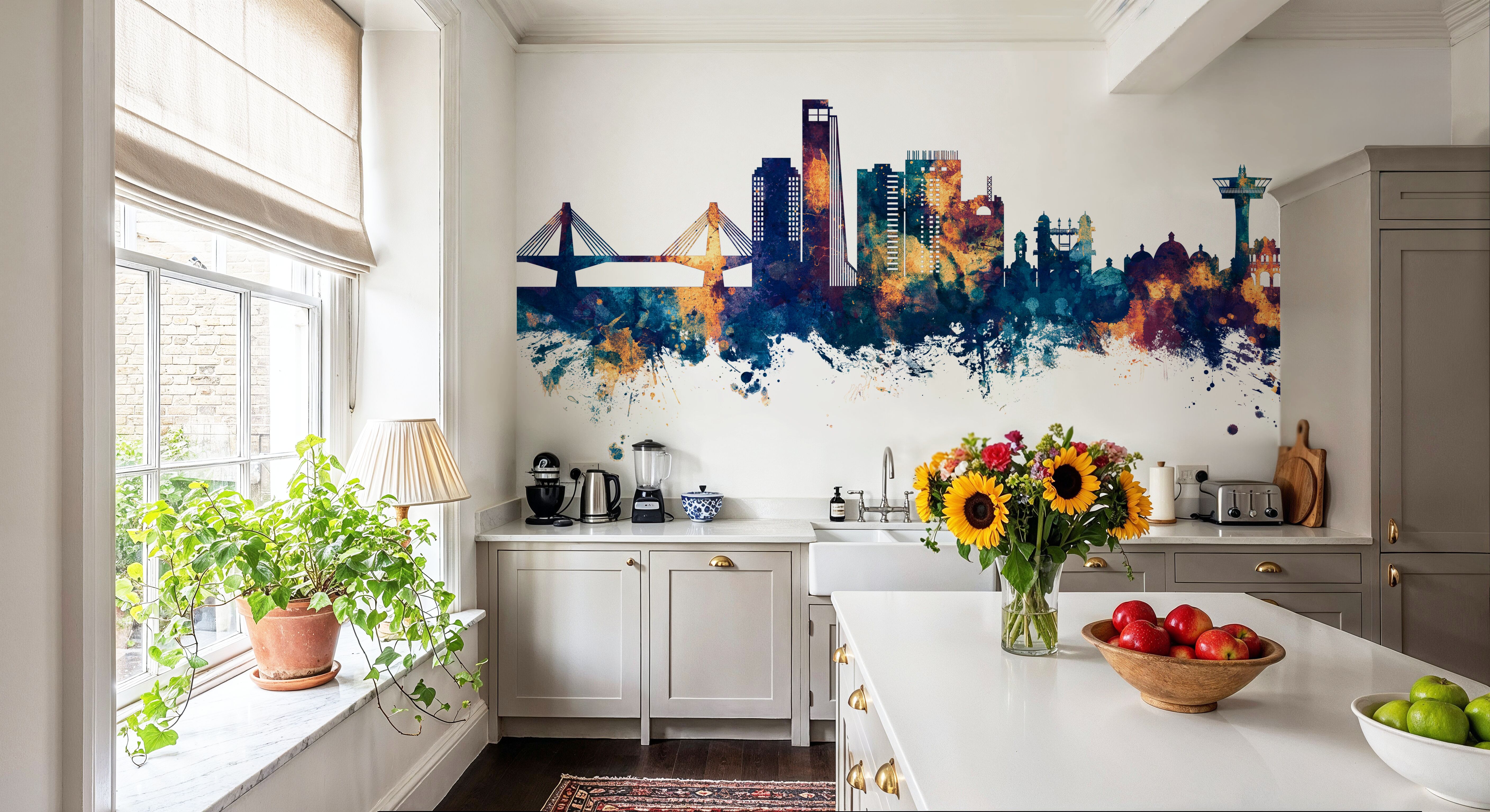 Chattogram Bangladesh Skyline Blue & Bronze, Papier peint