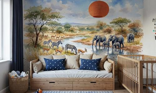 Savannah Water Hole - Watercolor Landscapes Series
