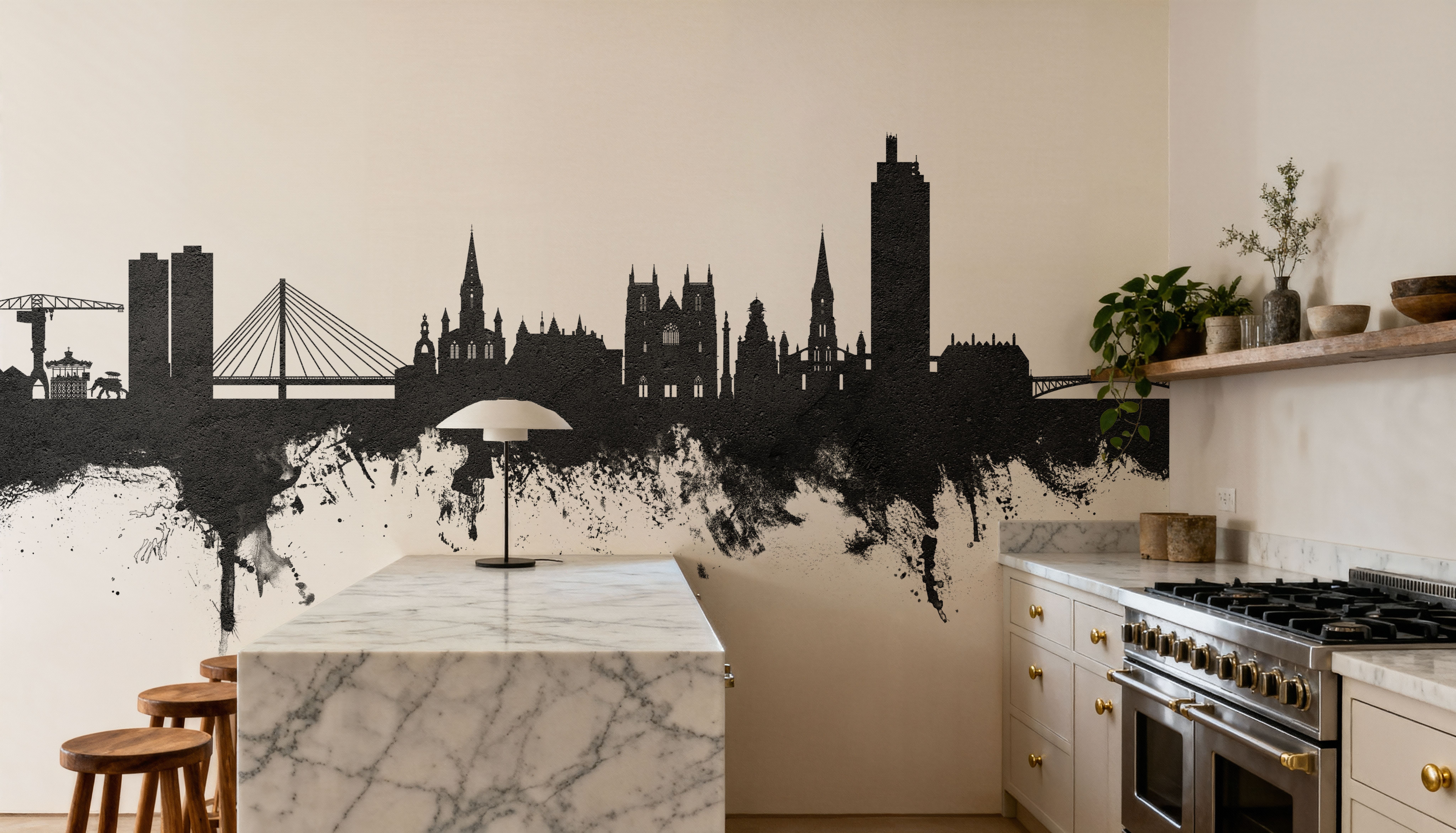 Nantes France Skyline Black & White