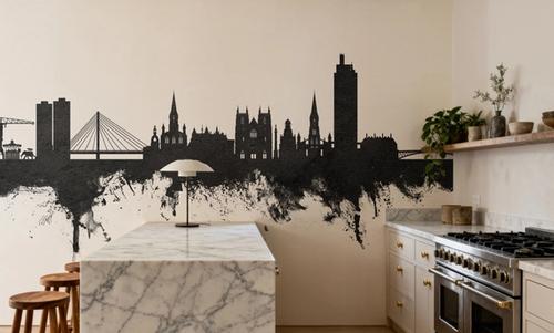 Nantes France Skyline Black & White