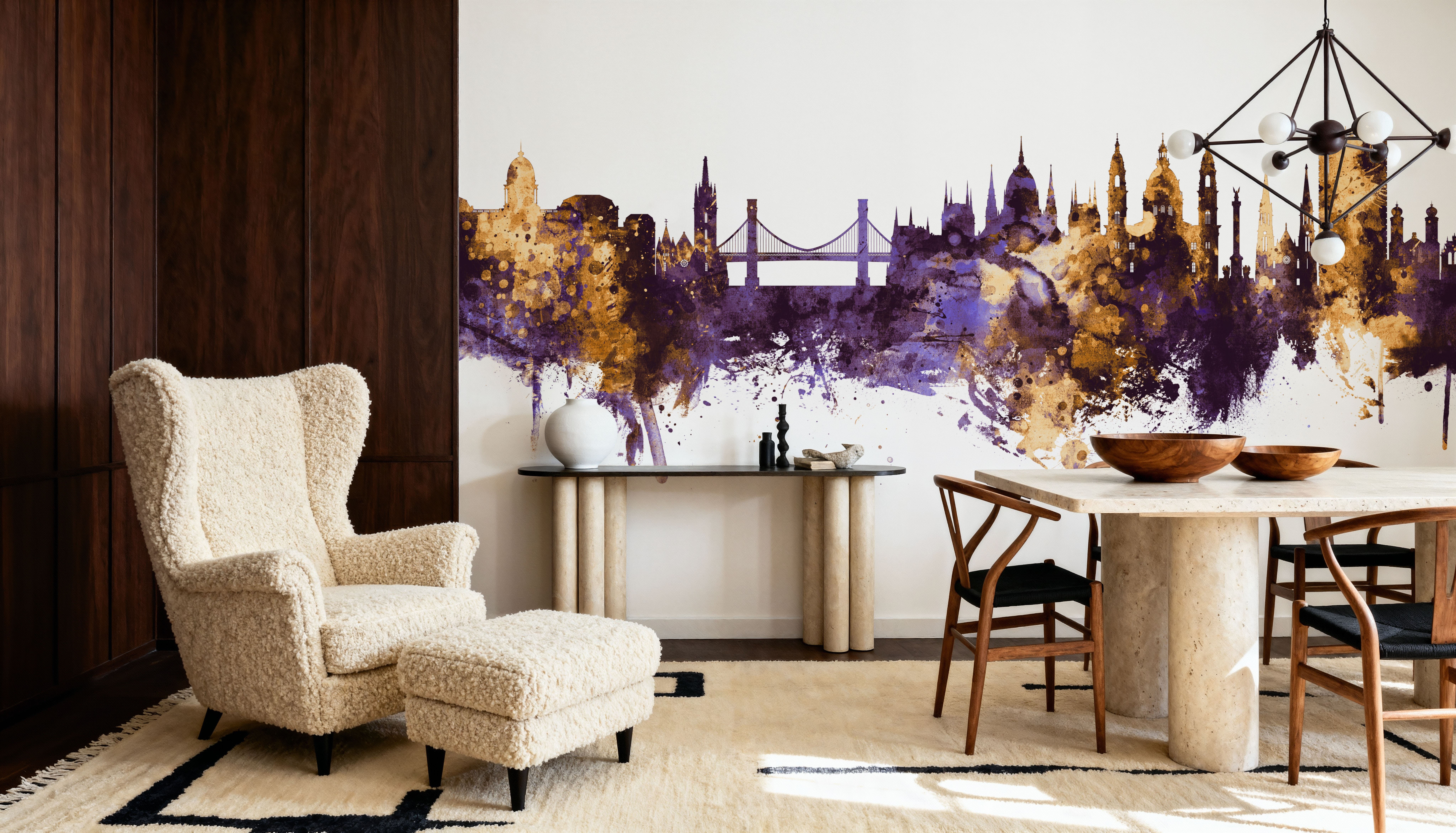 Budapest Skyline Purple & Gold