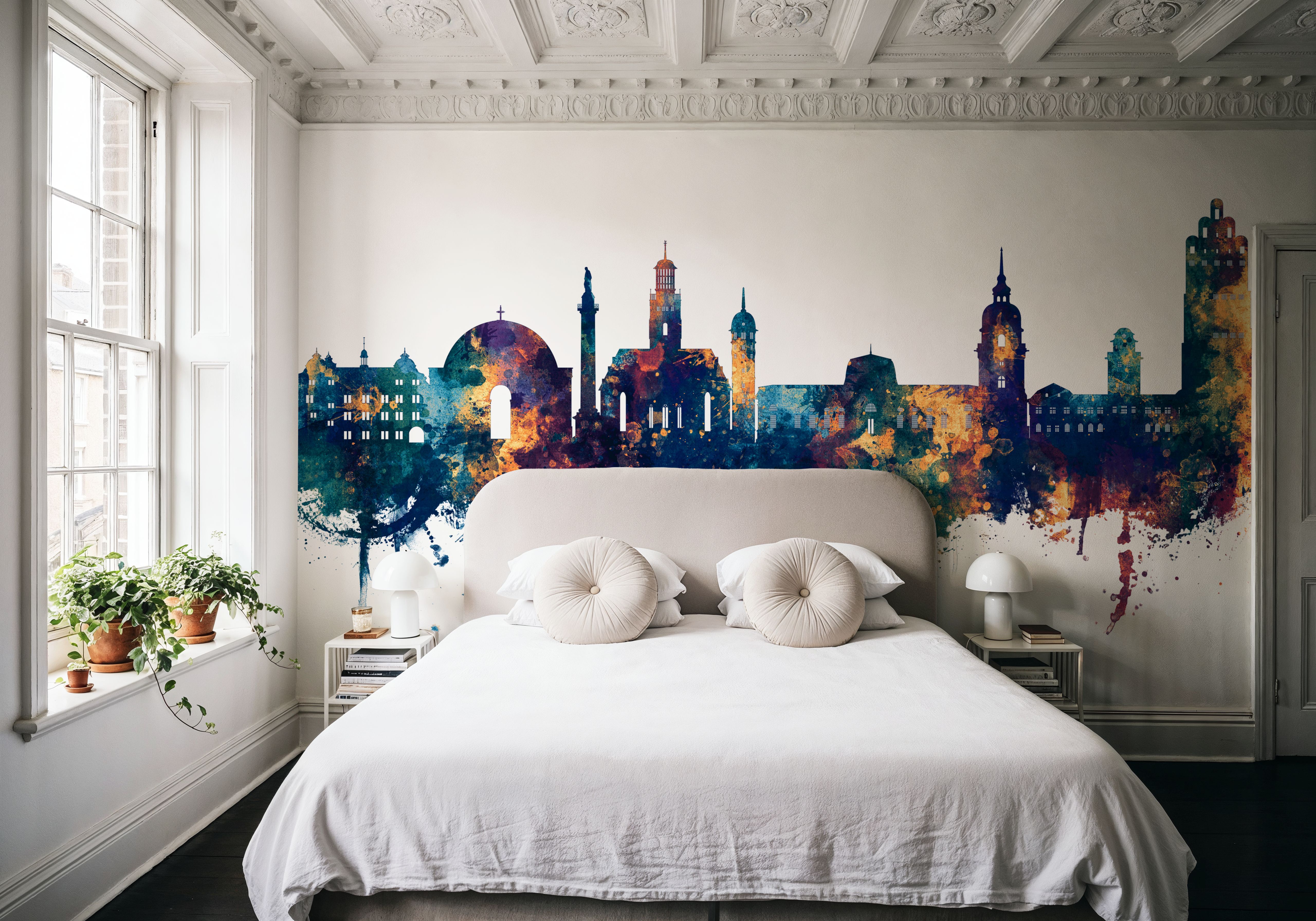 Darmstadt Skyline Blue & Bronze, Papier peint