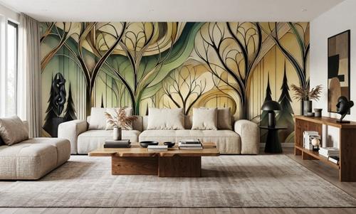 Vintage Treescape Essence in Art Deco