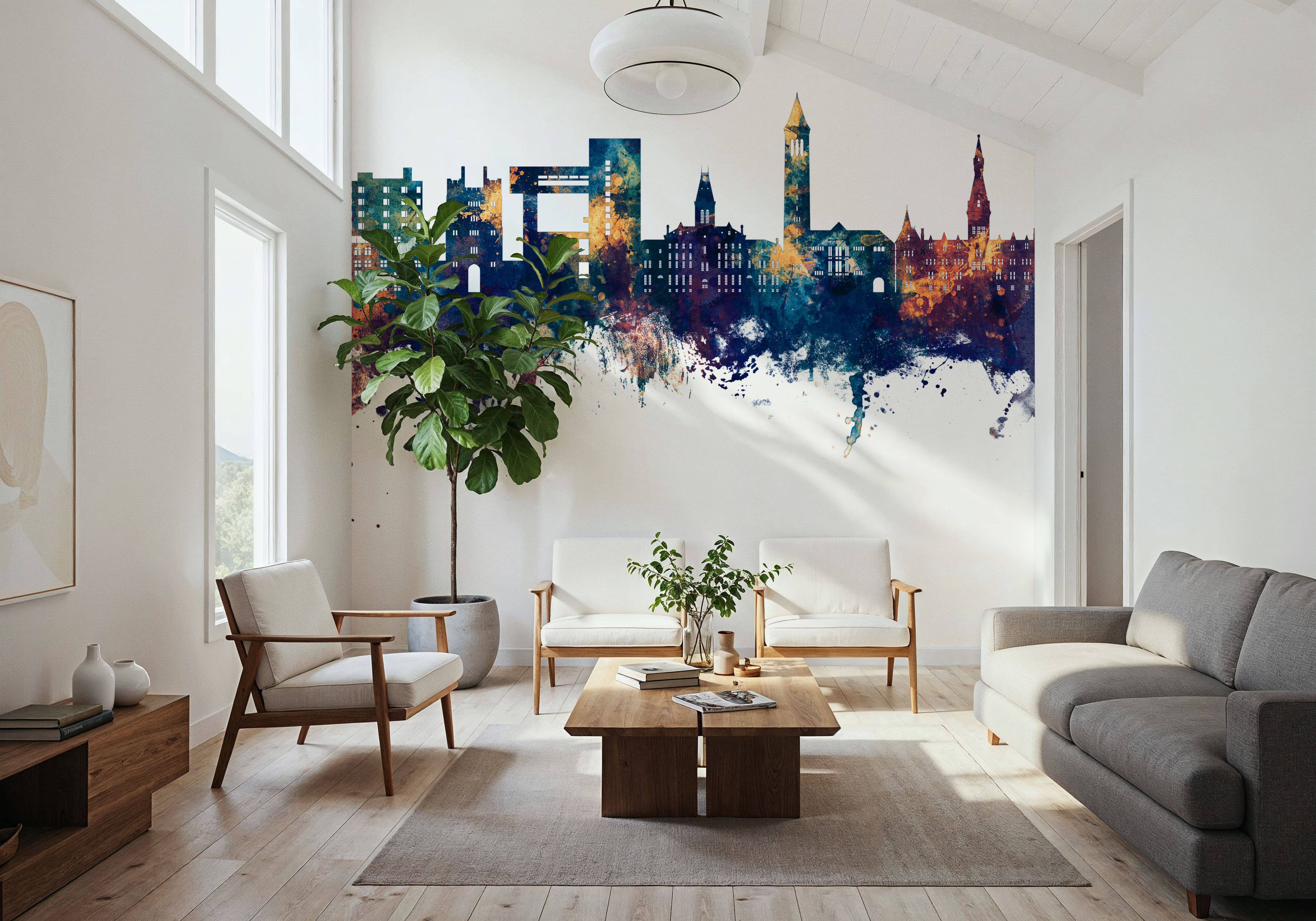 Ithaca New York Skyline Blue & Bronze