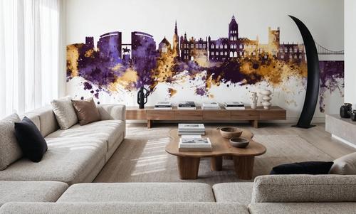 Chester England Skyline Purple & Gold