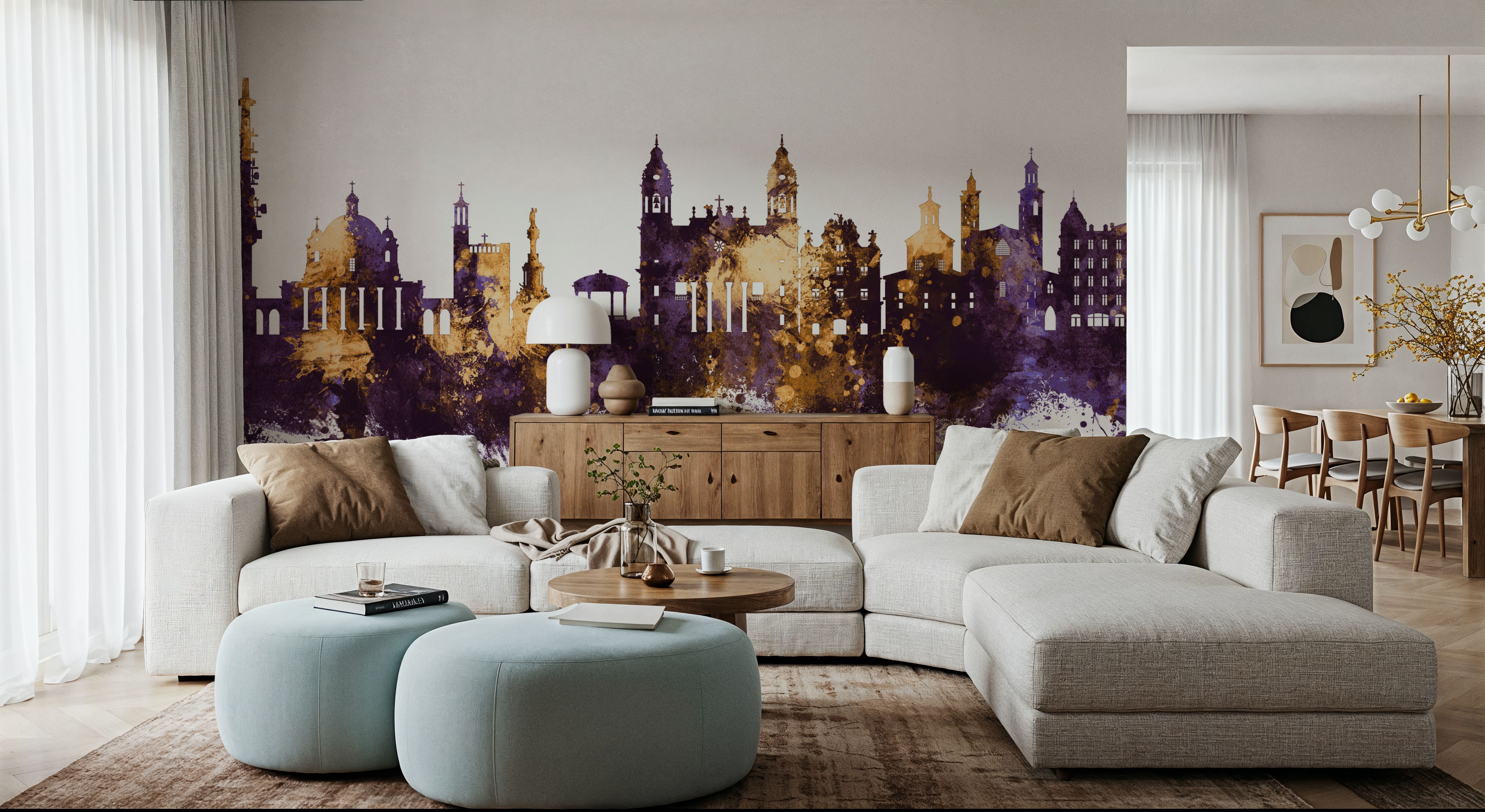 Pamplona Spain Skyline Purple & Gold