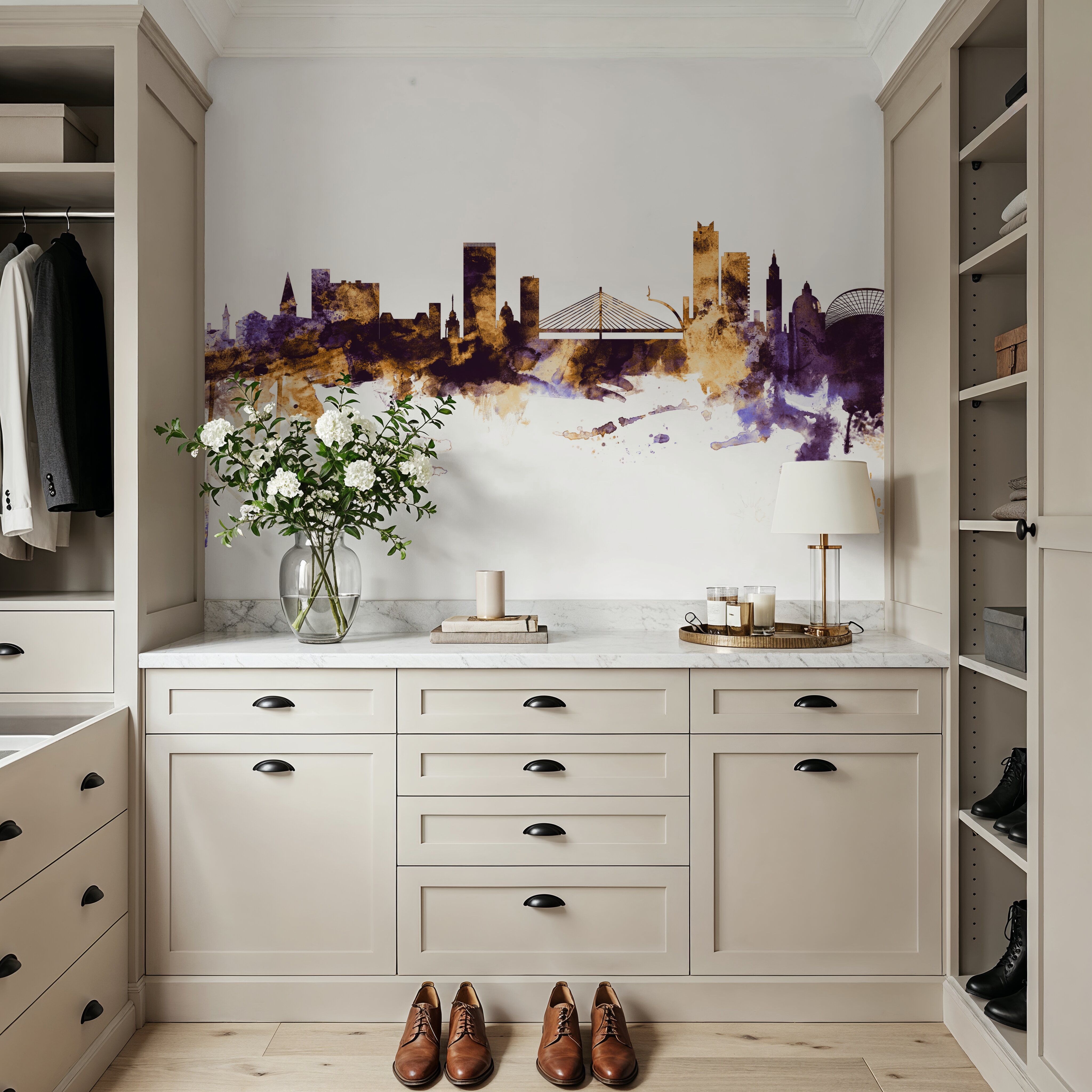 Liege Belgium Skyline Purple & Gold