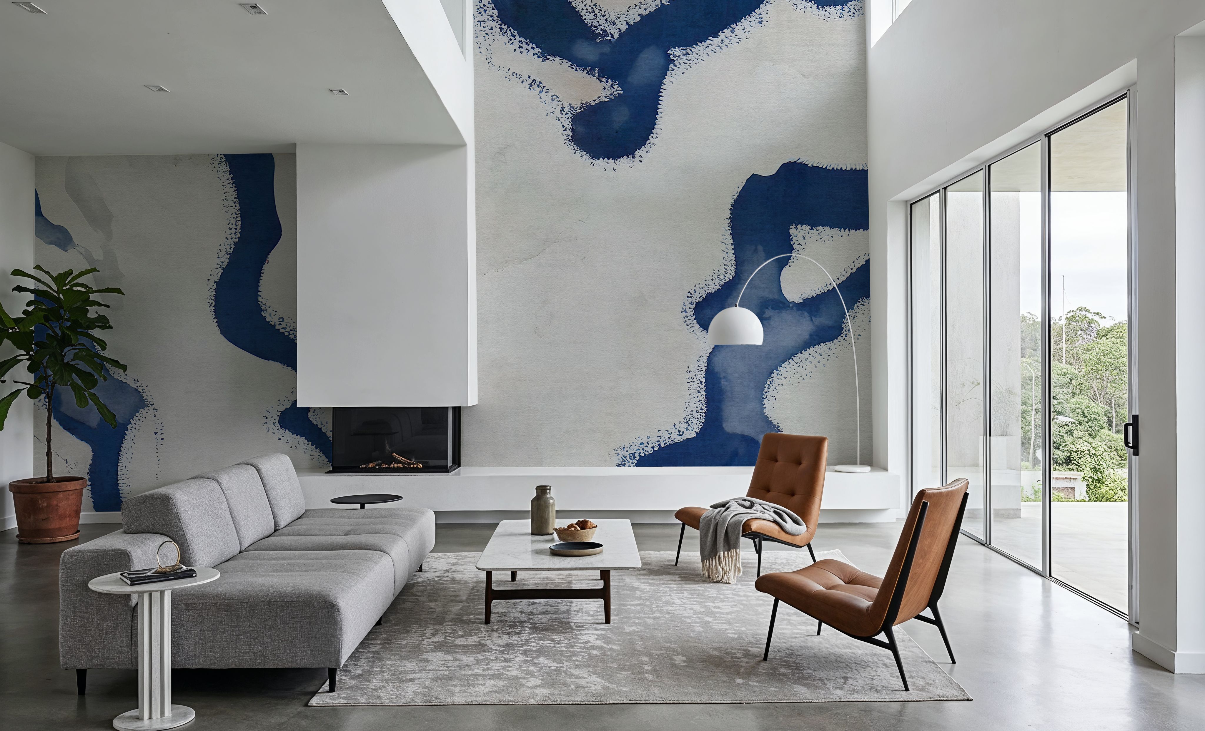 Abstract River Marks, Ocean Blue