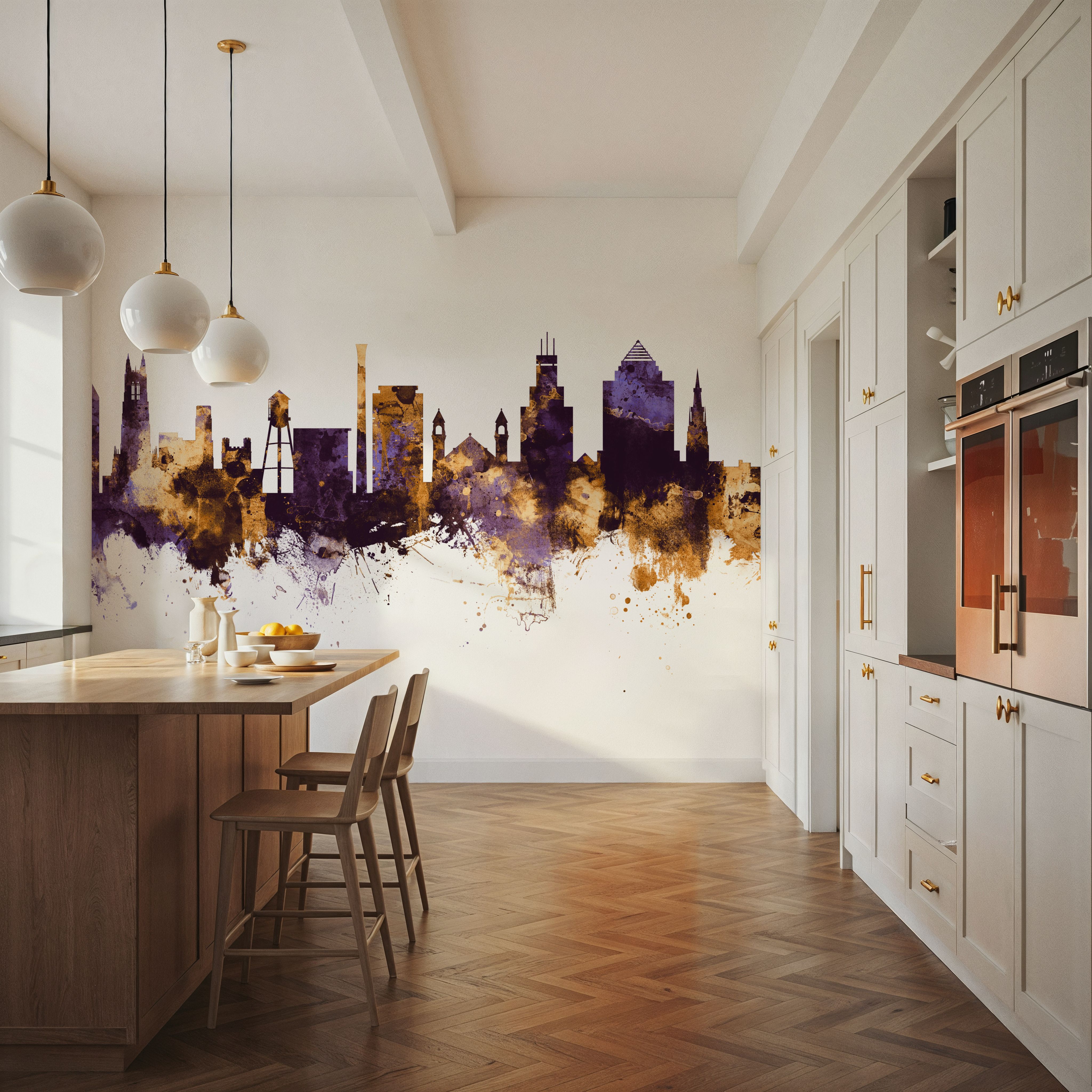 Durham North Carolina Skyline Purple & Gold