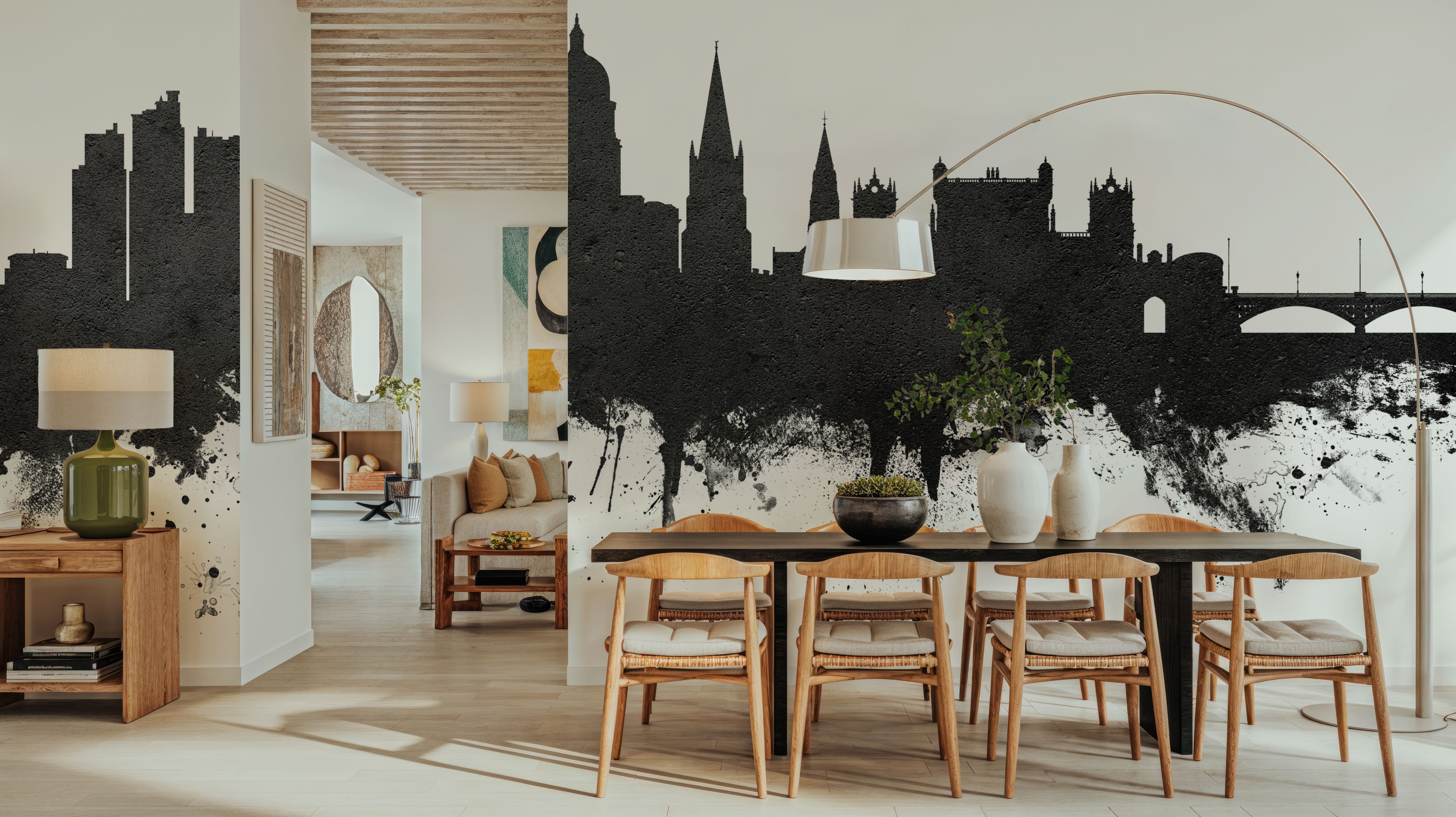 Nottingham England Skyline Black & White