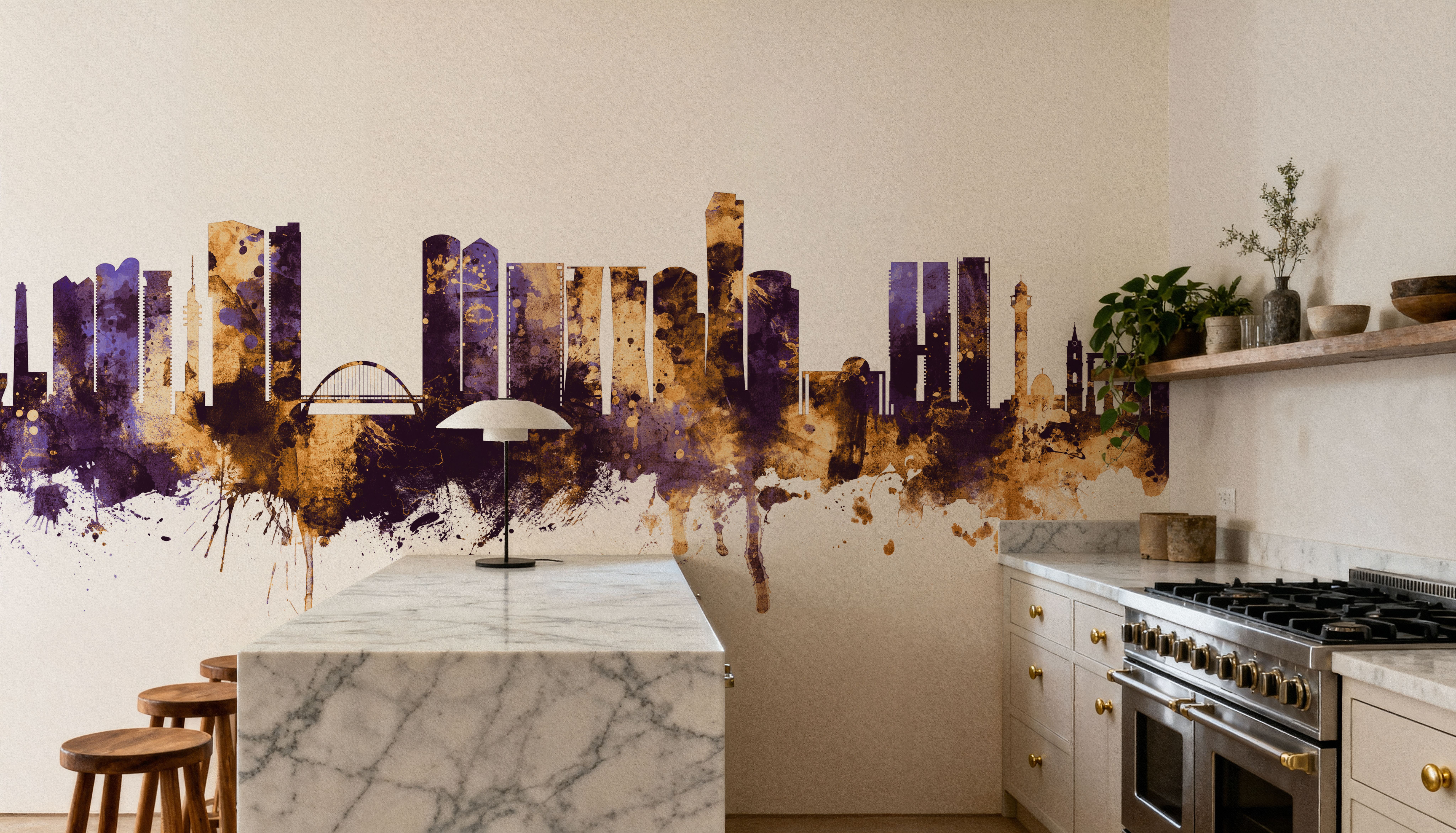 Tel Aviv Skyline Purple & Bronze, Carte da parati