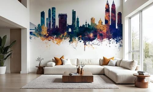 Mumbai Skyline India Bombay Blue & Bronze