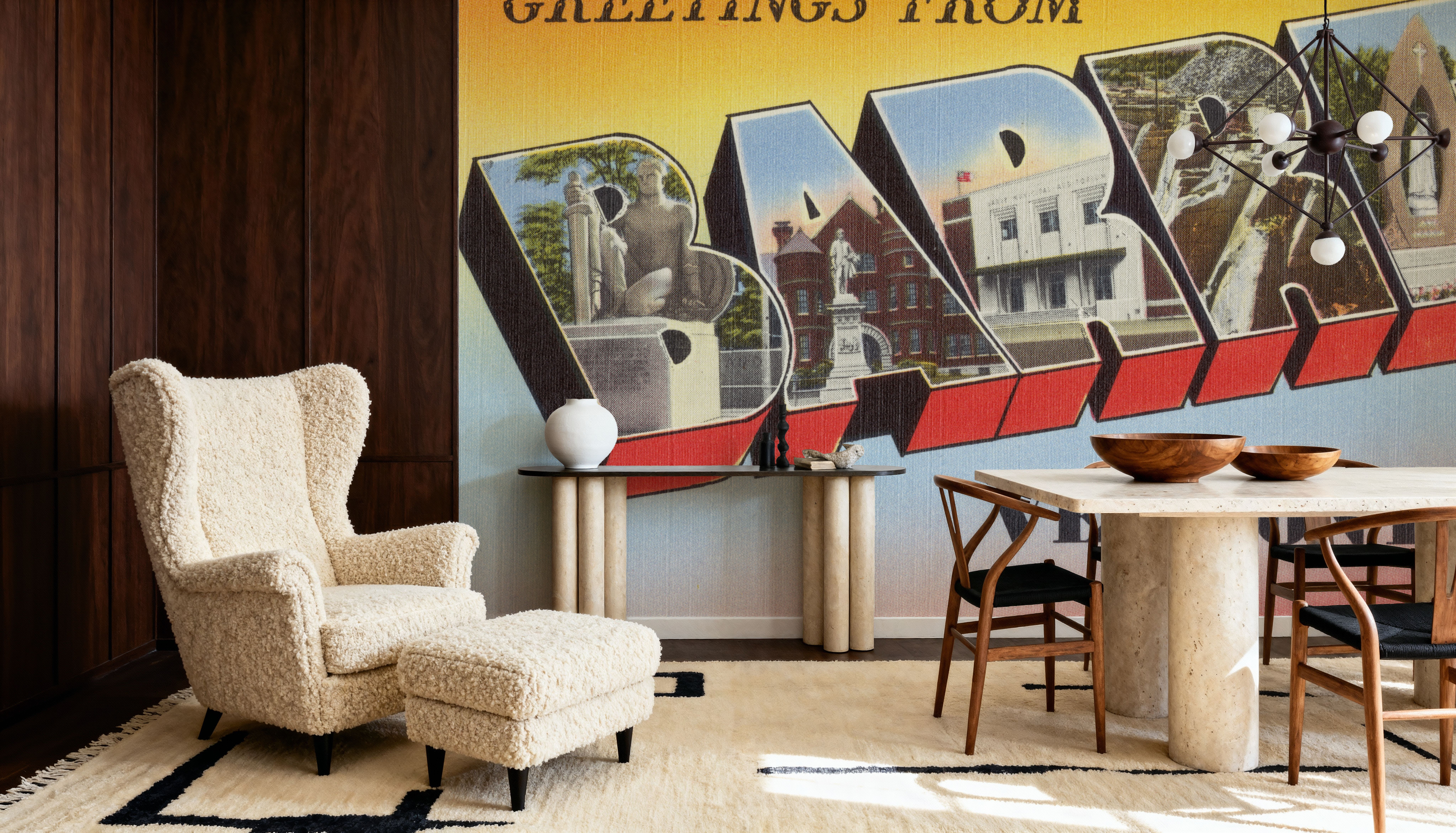 Greetings from Barre - Screenprint Postcard, Wallpaper