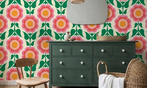 Retro Bold Blooms, Pink