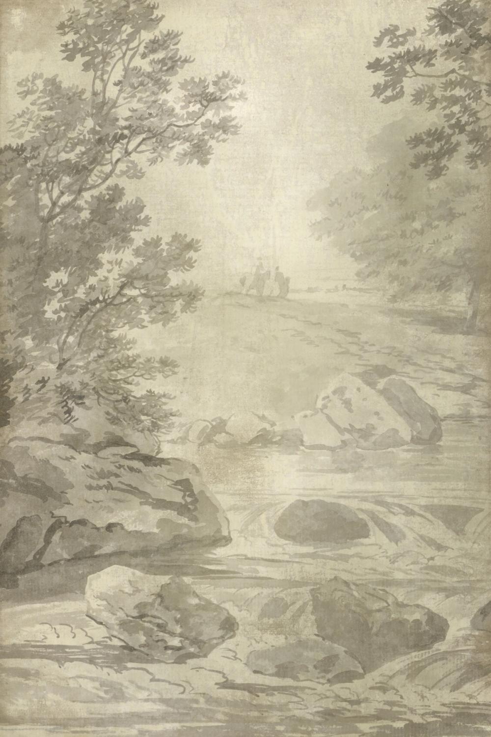 River With Angler I Aged