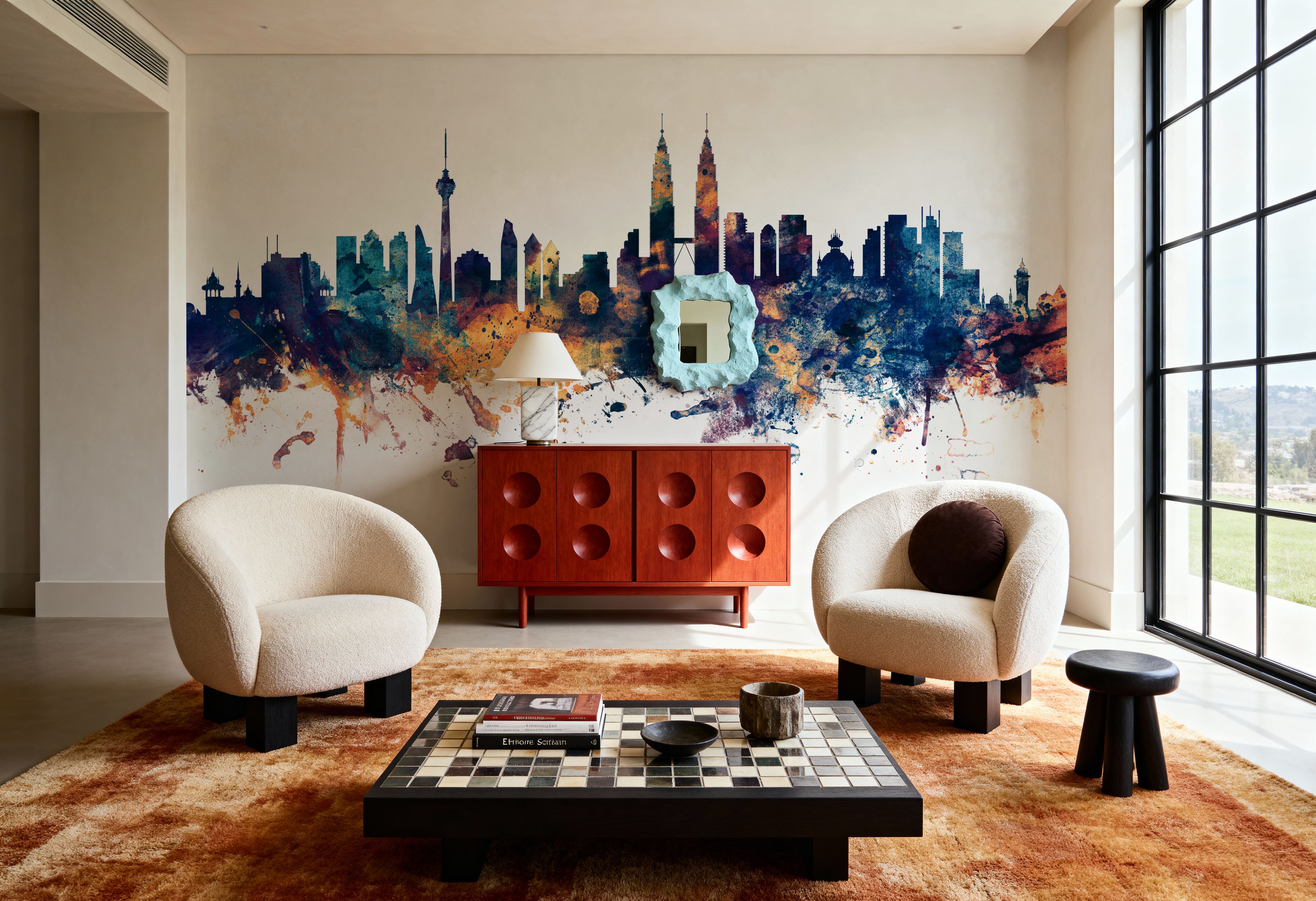 Kuala Lumpur Skyline Blue & Bronze