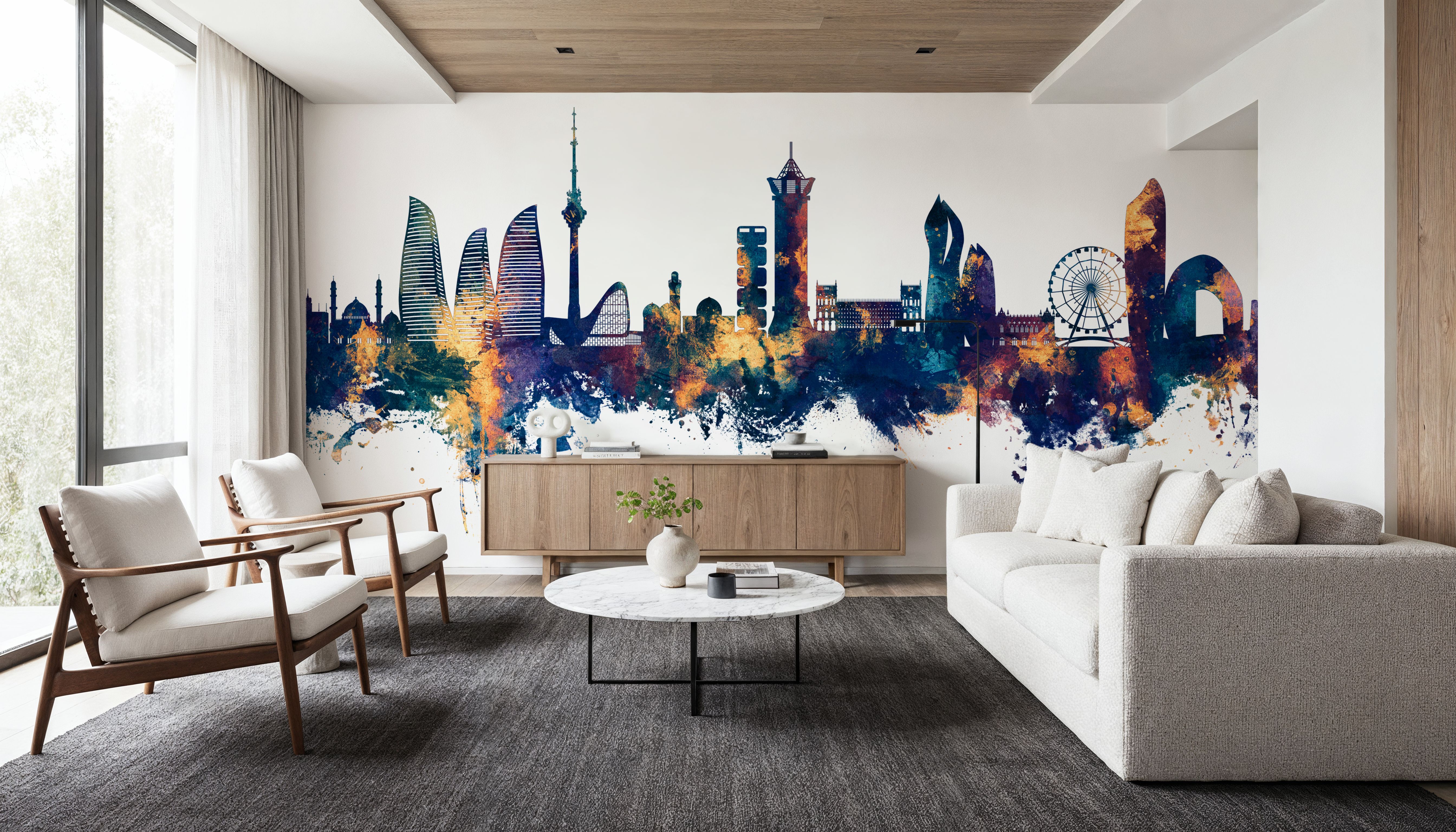 Baku Skyline Blue & Bronze