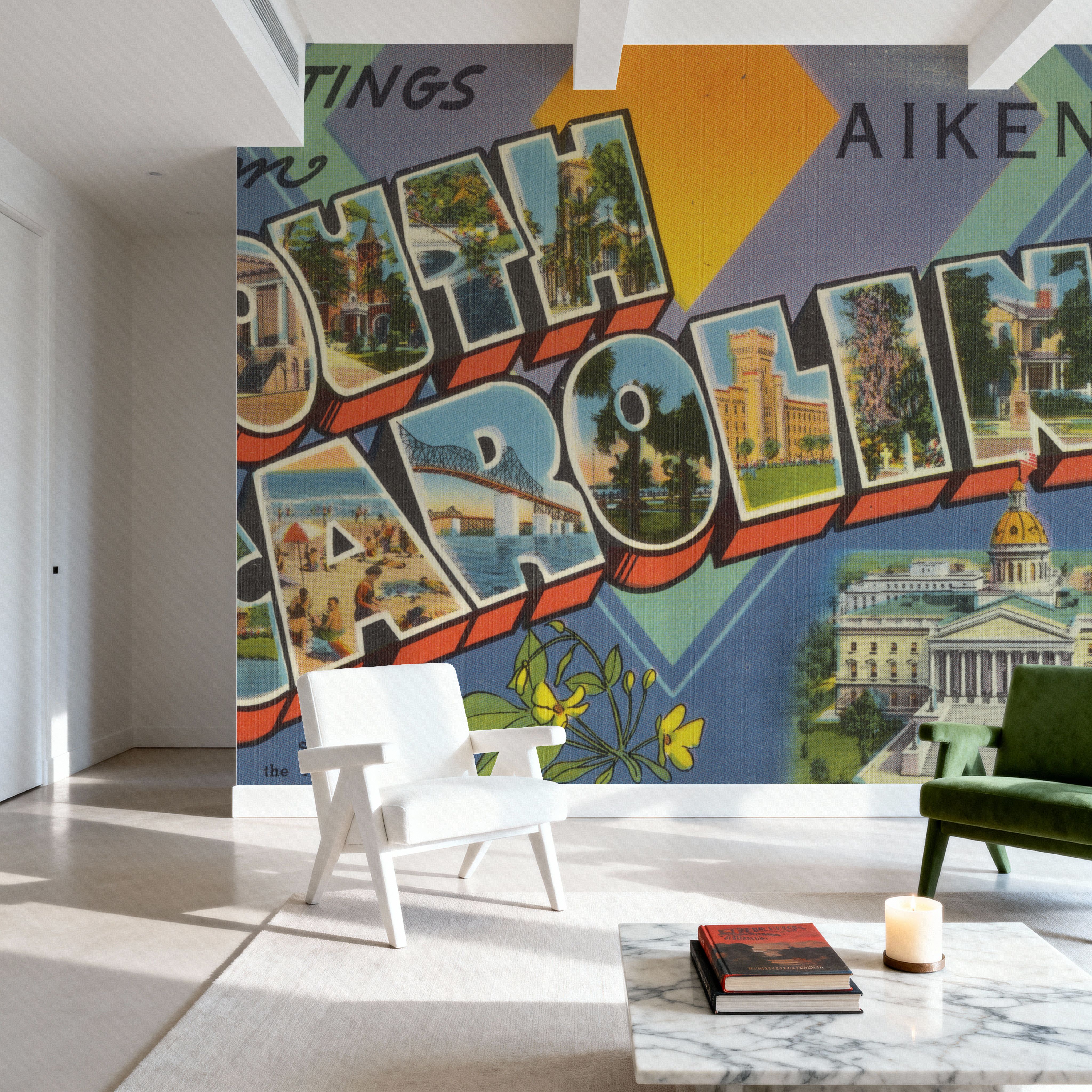 Greetings from Aiken South Carolina - Screenprint Postcard