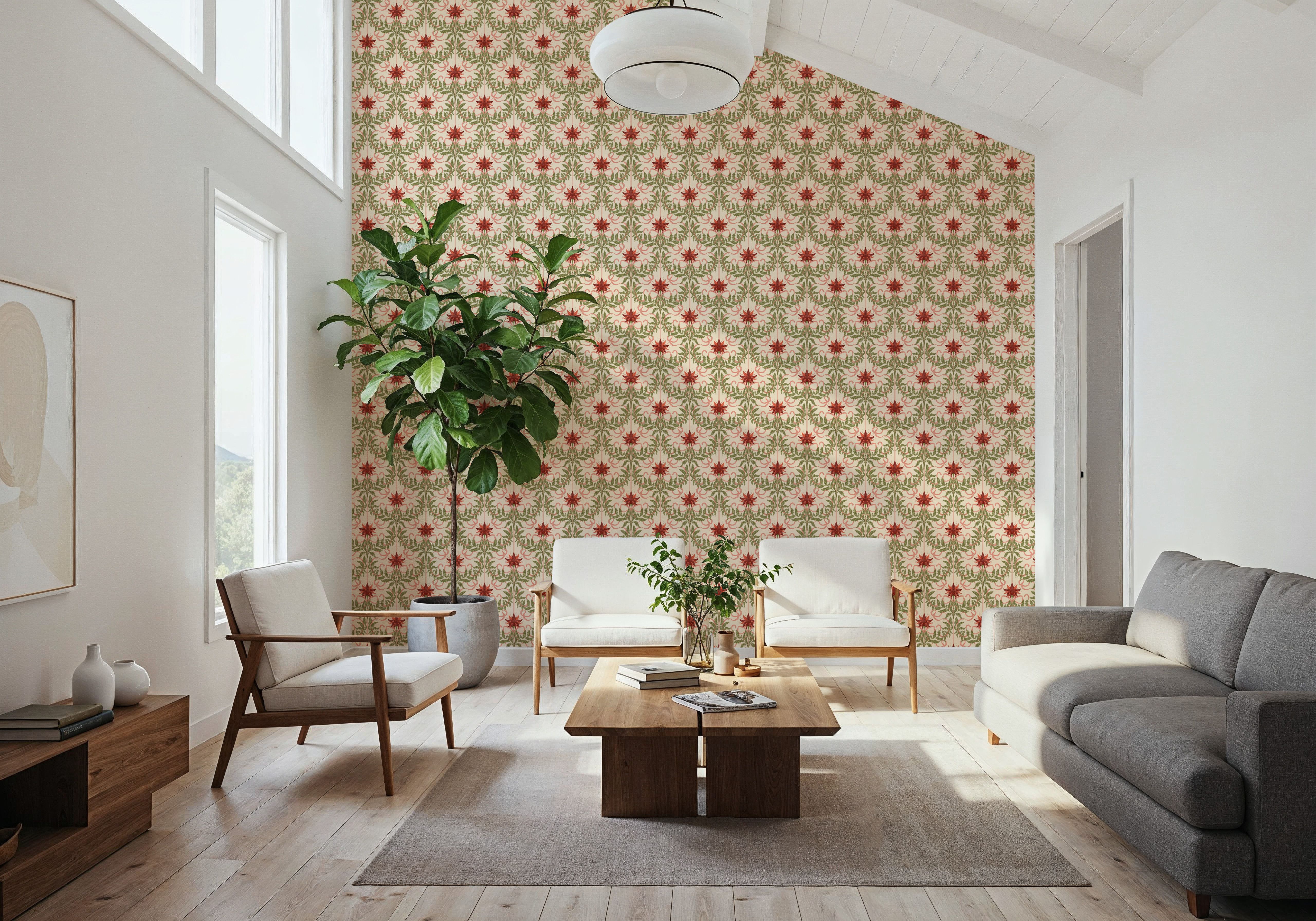 Floral Damask & Bows, Coral