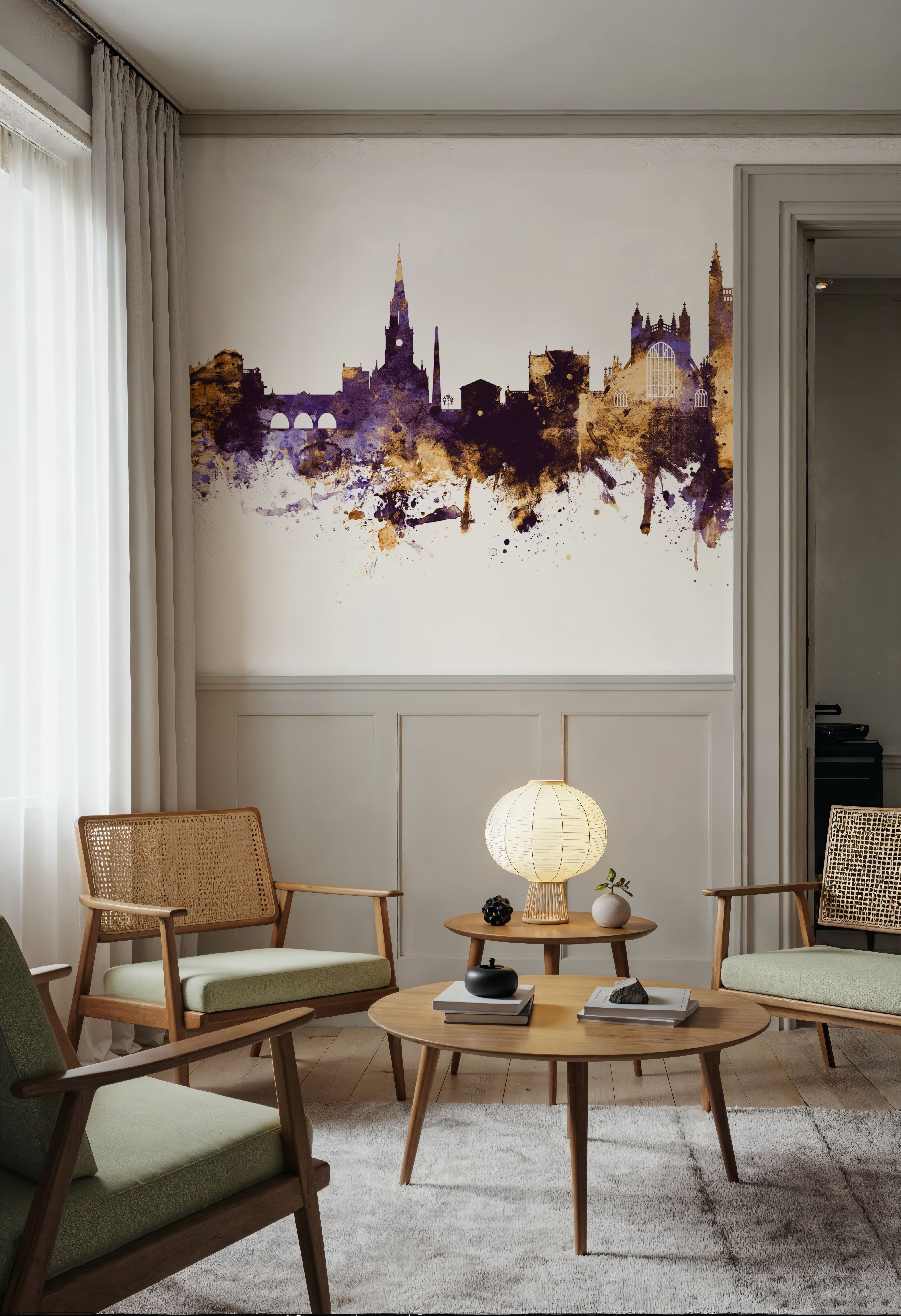 Bath England Skyline Purple & Gold