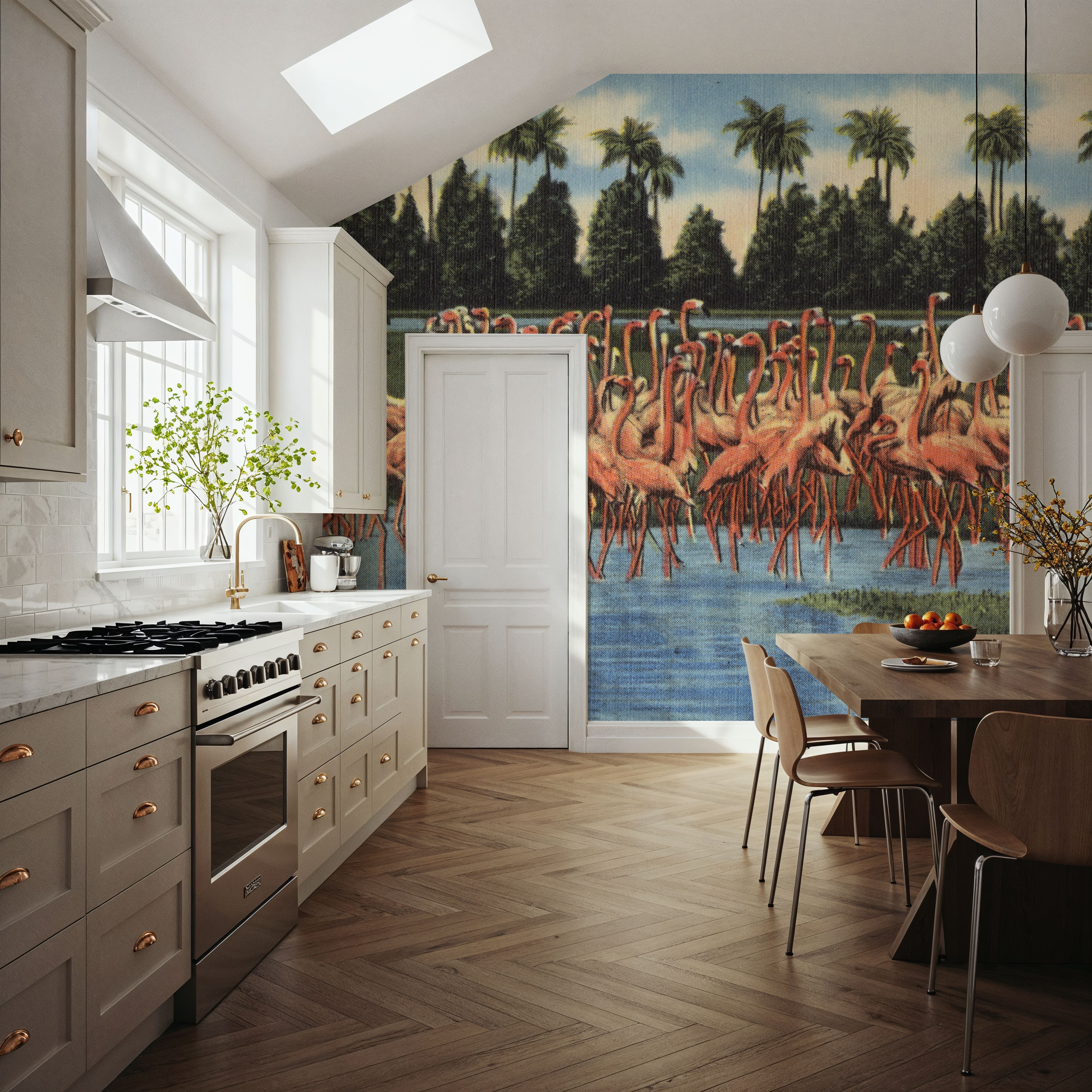 Flamingos - Screenprint Postcard