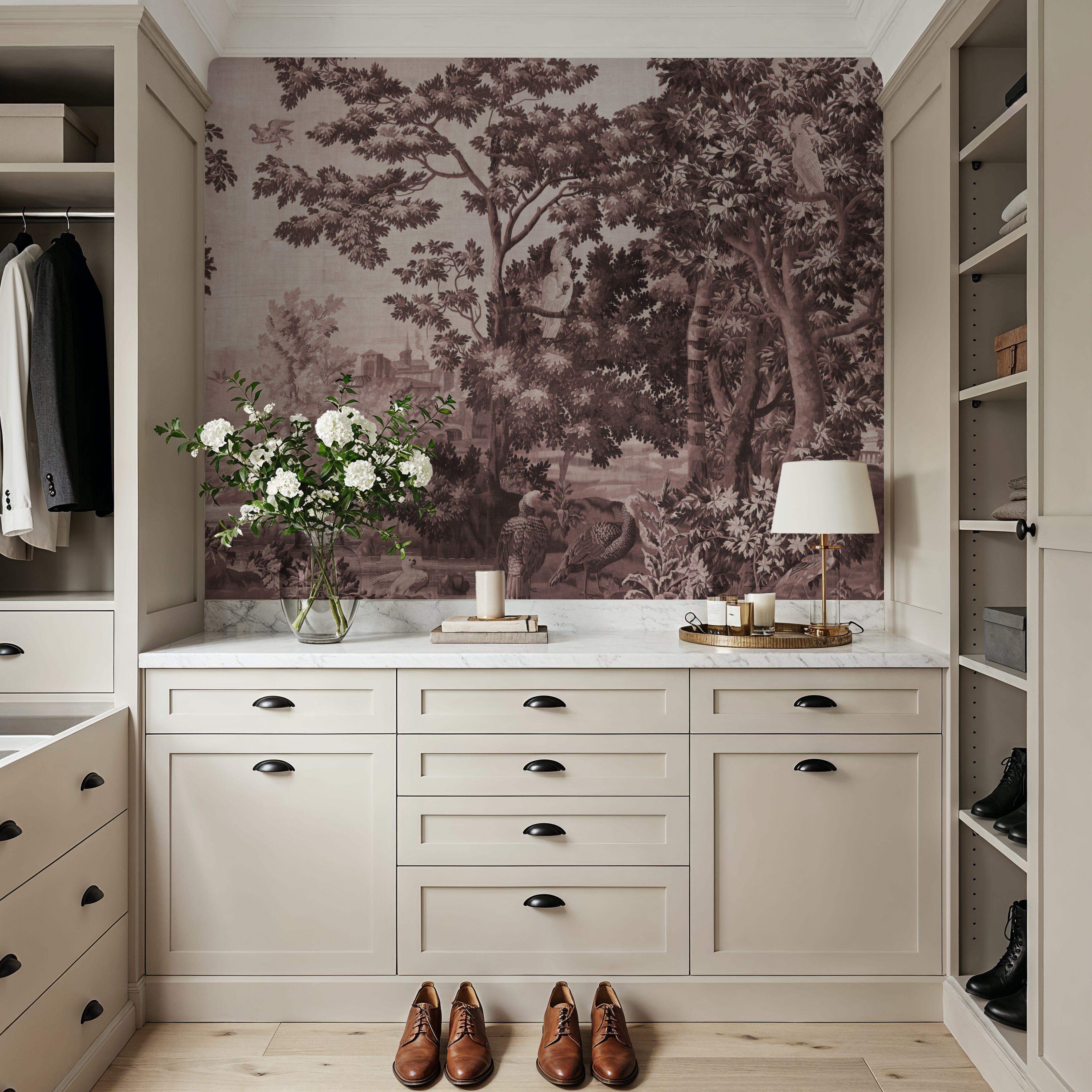 Enchanted Grove Tapestry, Burgundy, Wallpaper