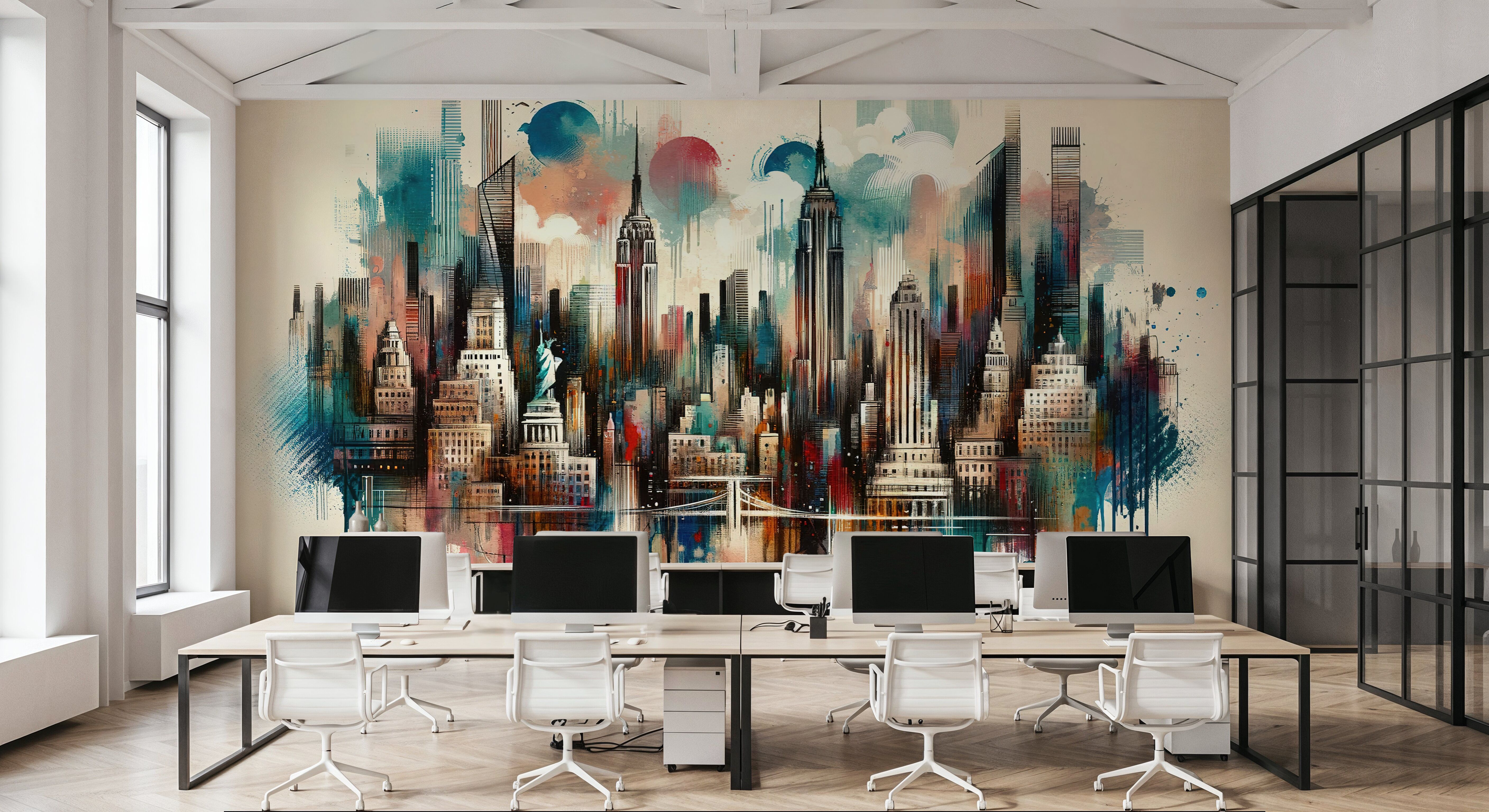 Watercolor New York Skyline, Wallpaper