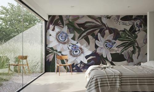 White Passiflora Beige Blue