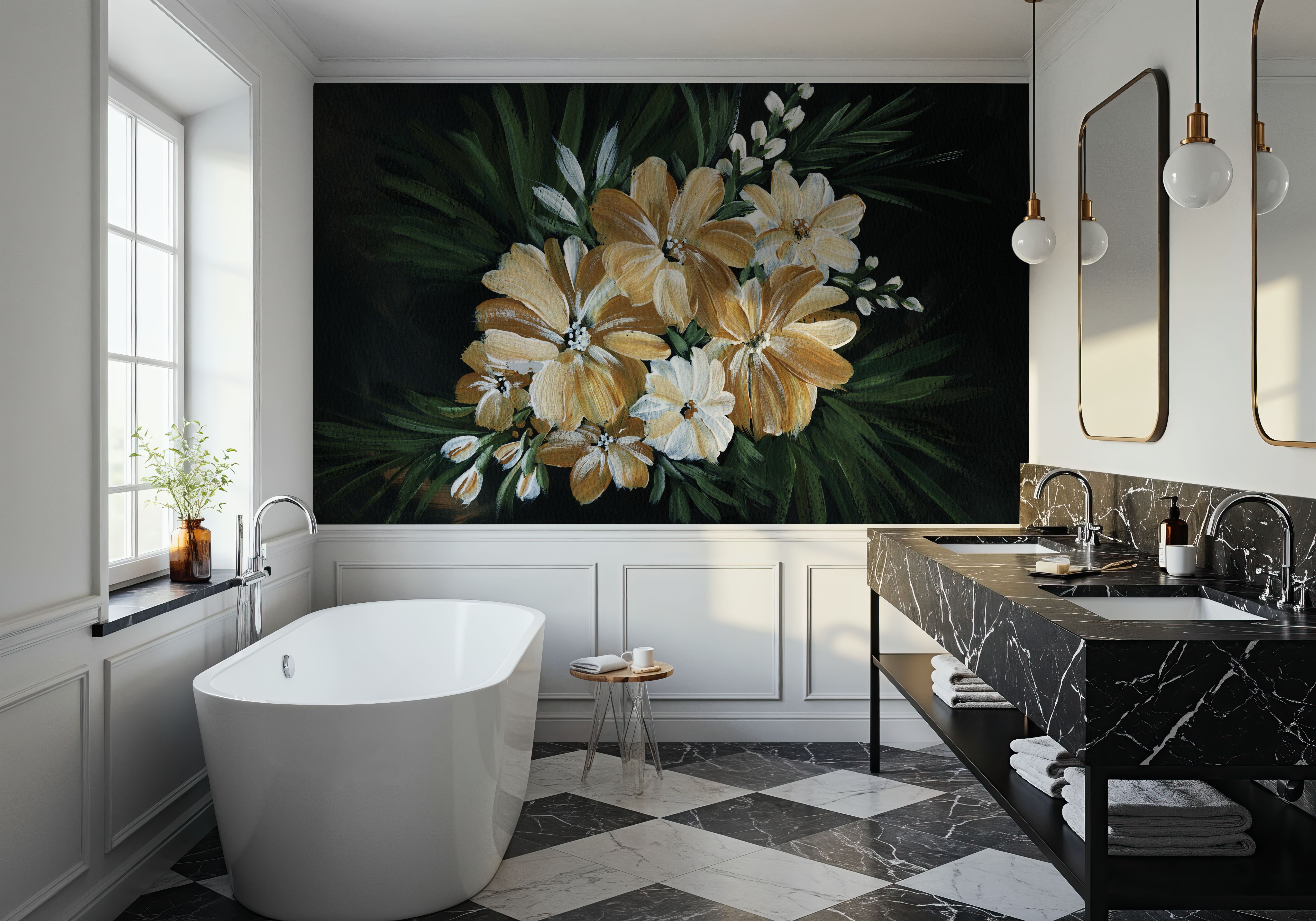 Moody Golden Florals, Carte da parati