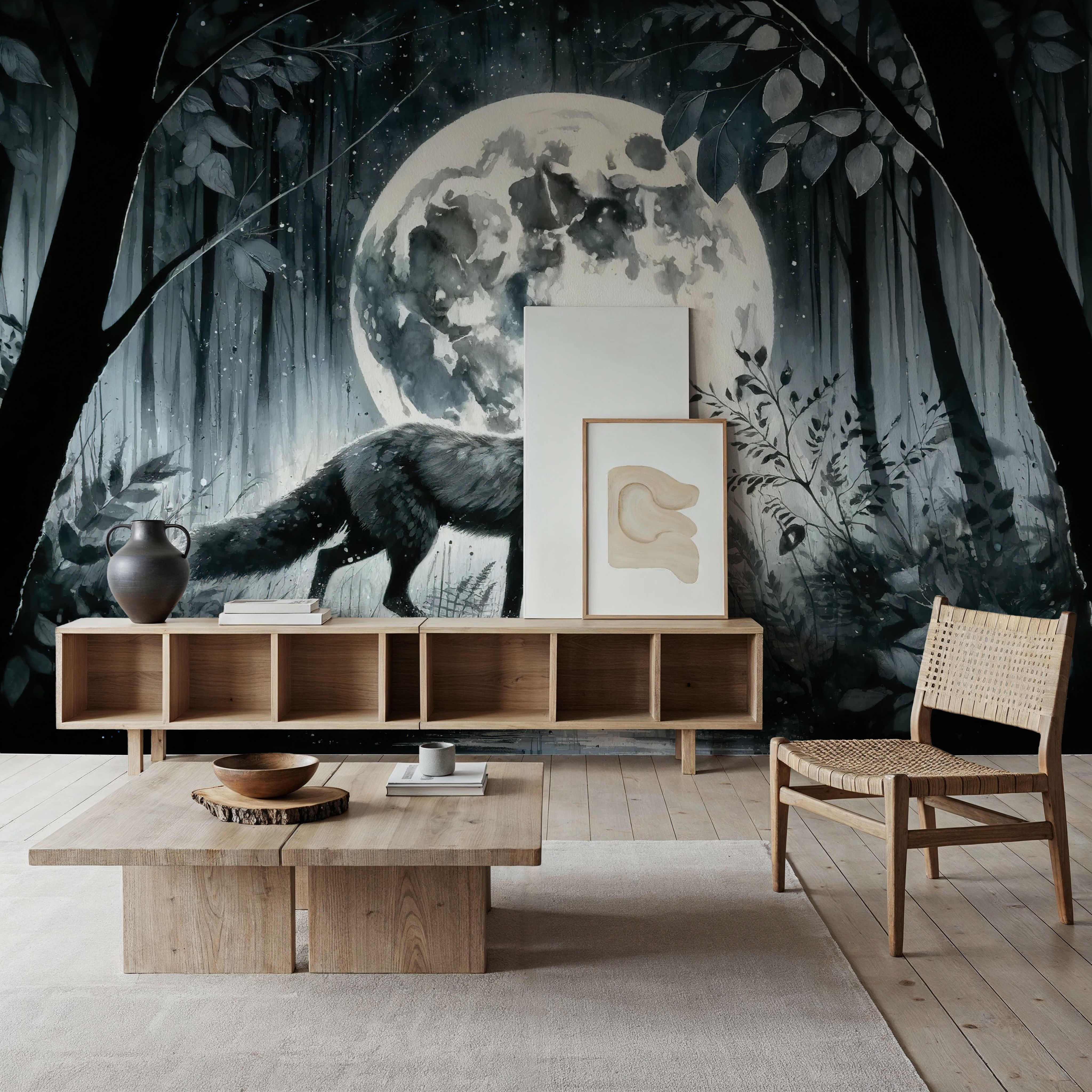 Moonlit Solitude in the Midnight Forest
