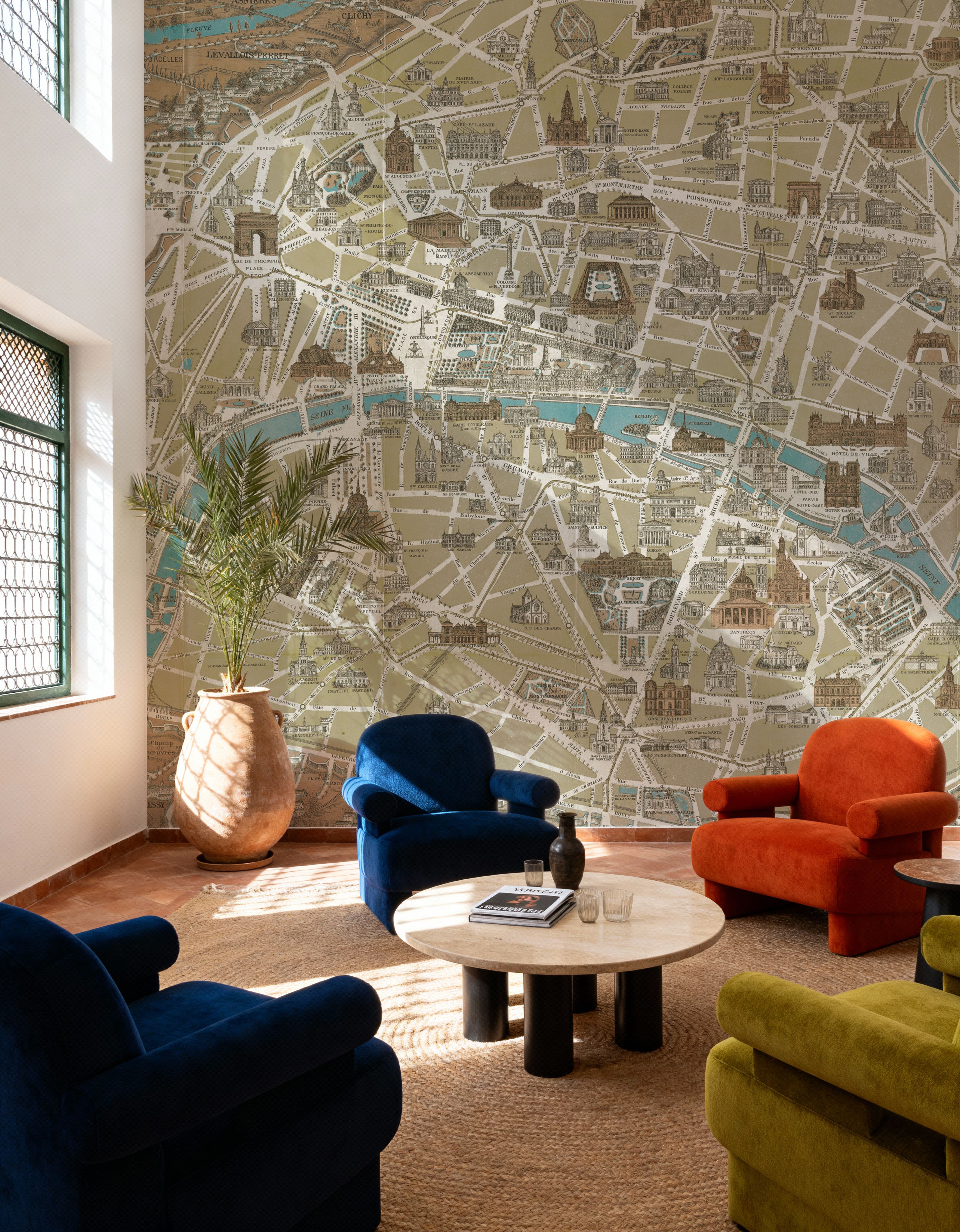 Monuments of Paris Map Blue