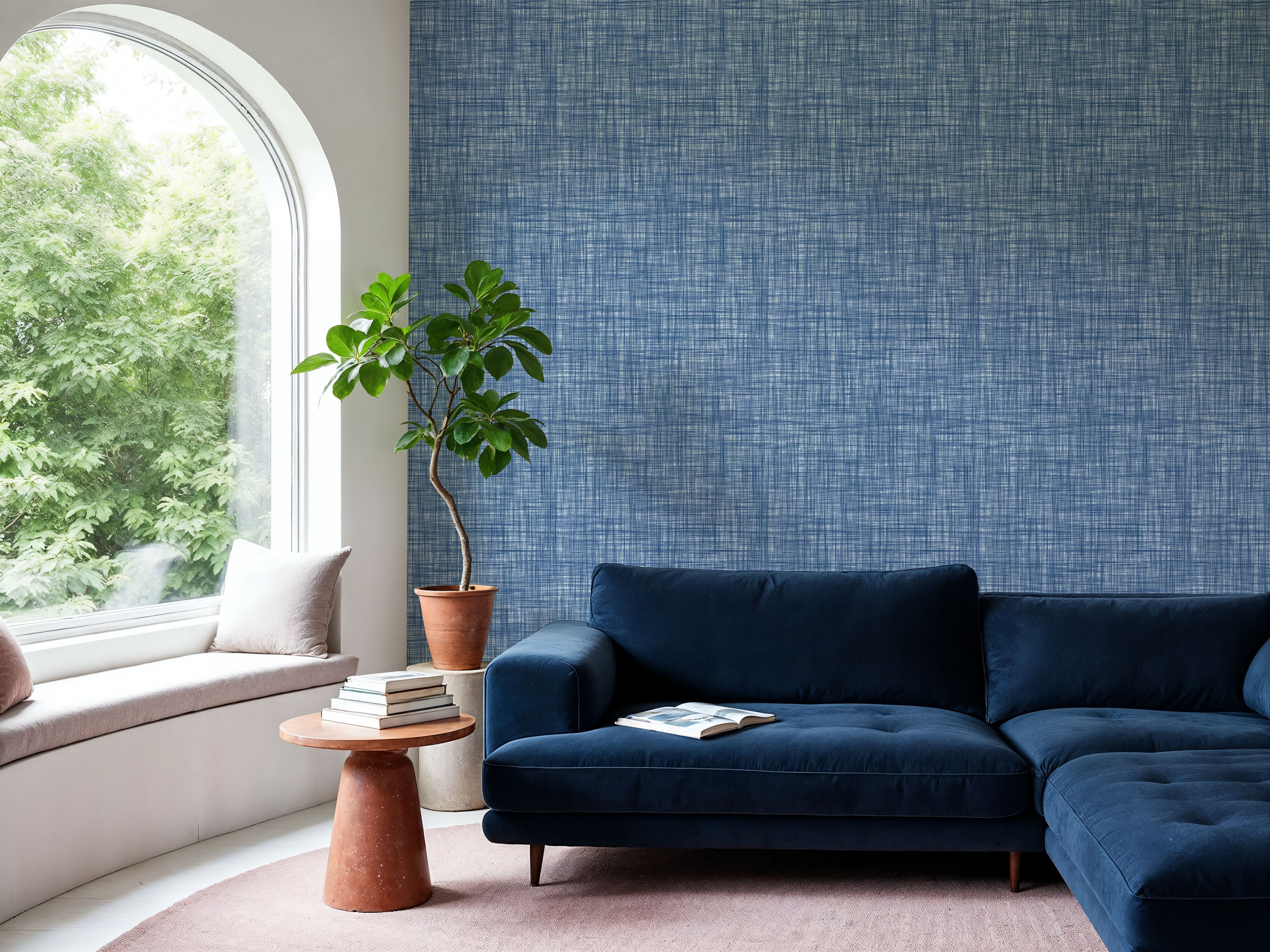 Mottled Linen Effect, Sky Blue
