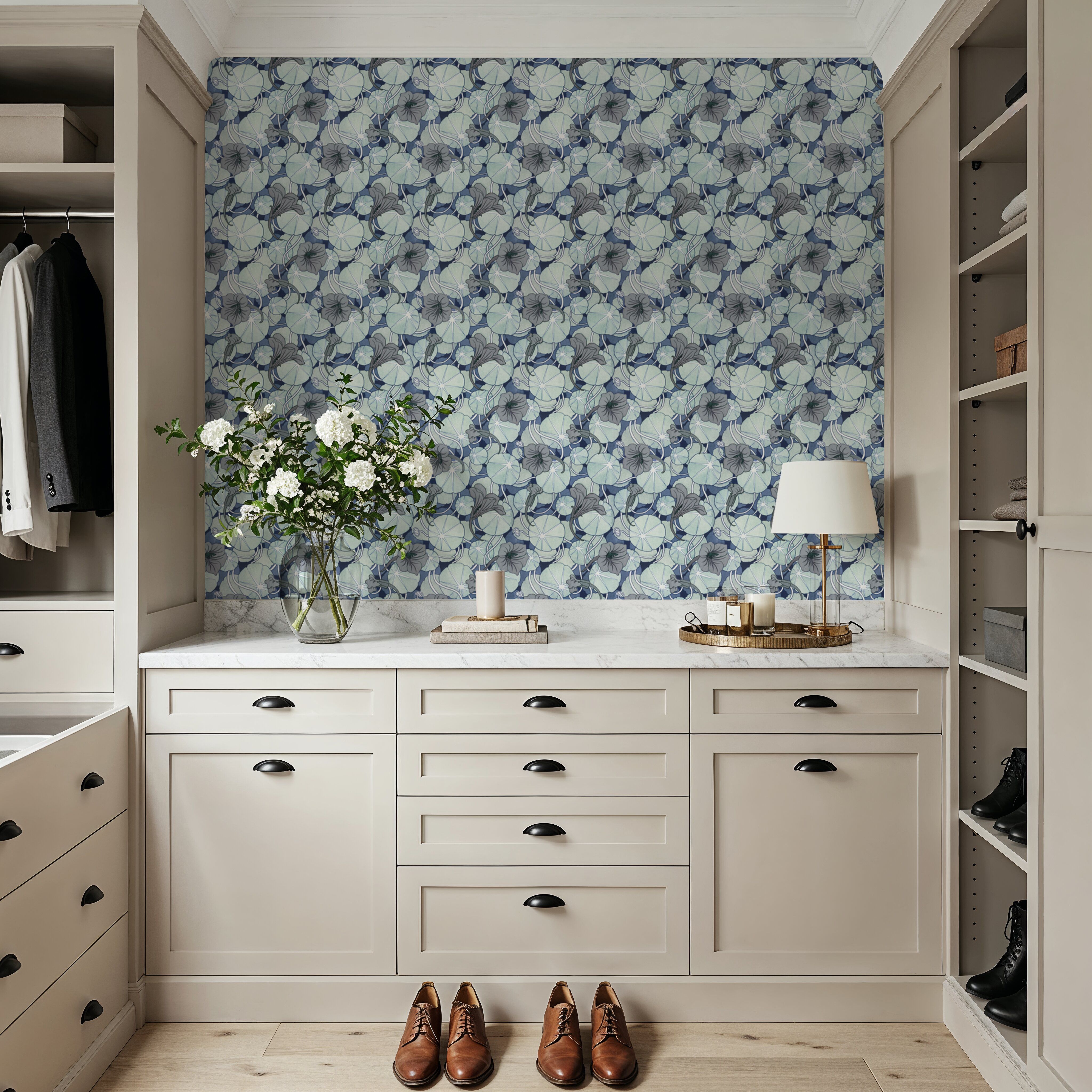 Nasturtium Verdure, Dove Blue