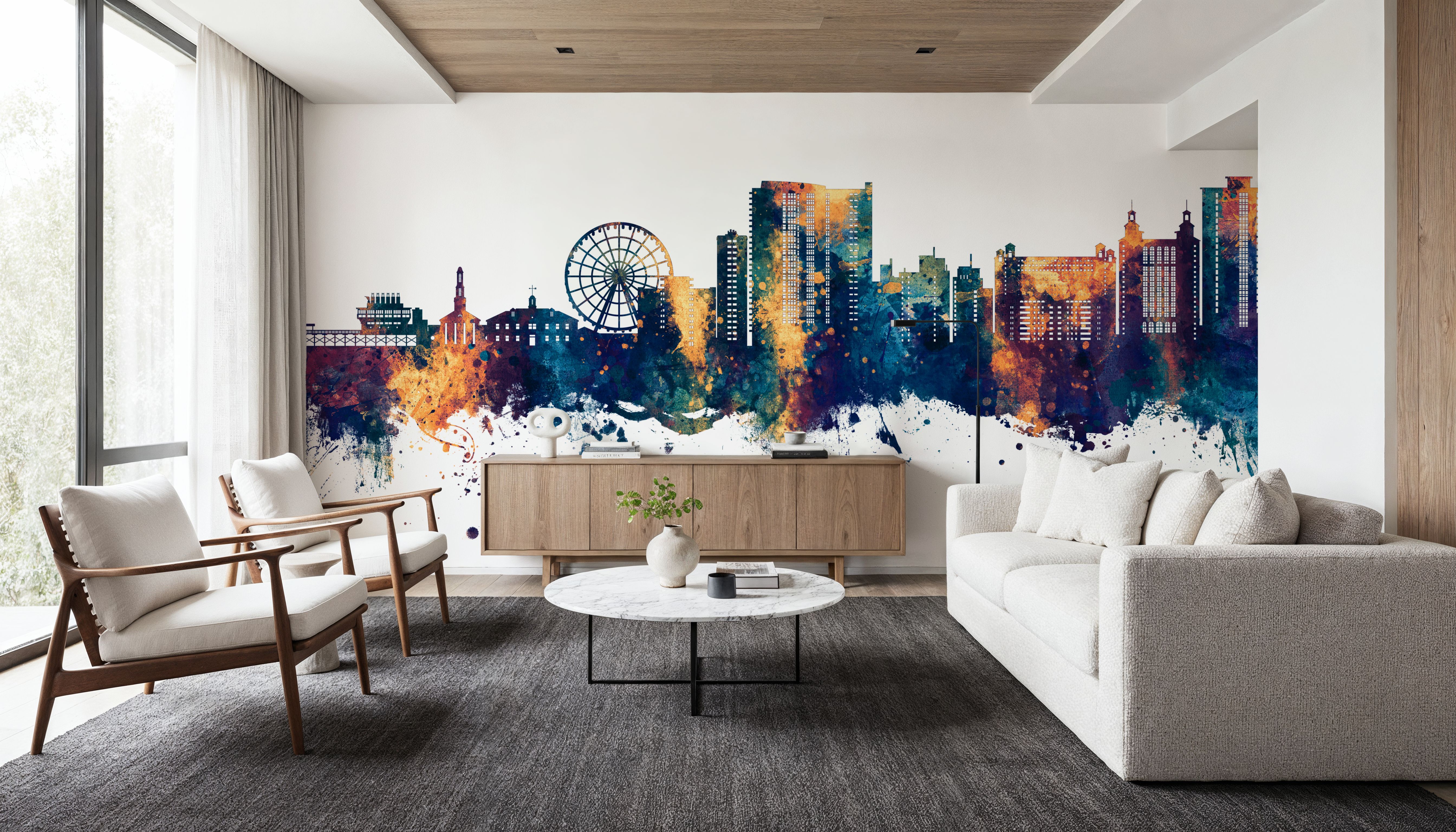 Myrtle Beach South Carolina Skyline Blue & Bronze, Wallpaper