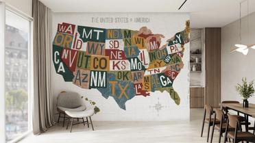 Letterpress USA Map Warm