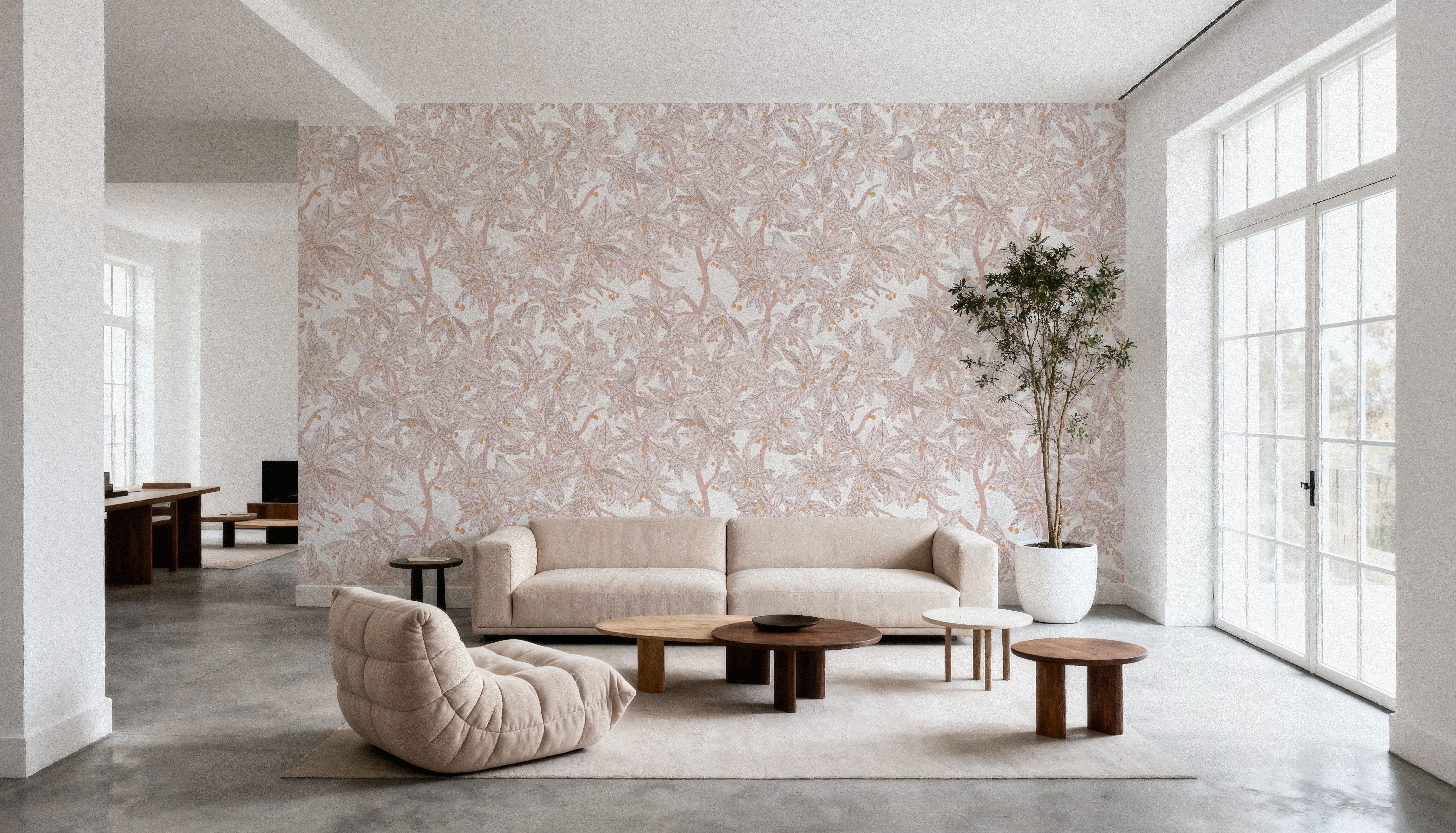 Cherry Tree Birds, Blush Pink