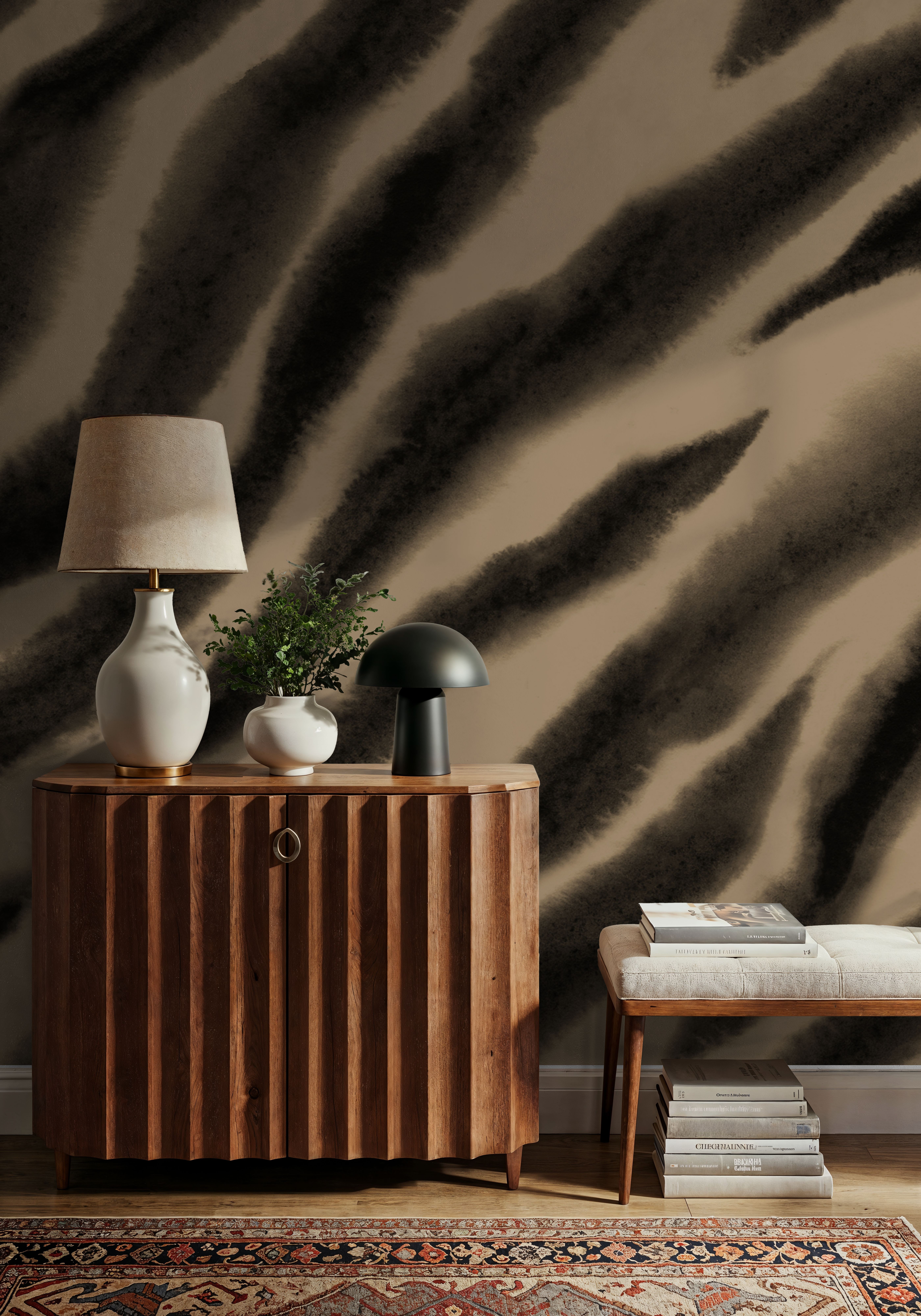 Watercolor Tiger Stripes, Mocha