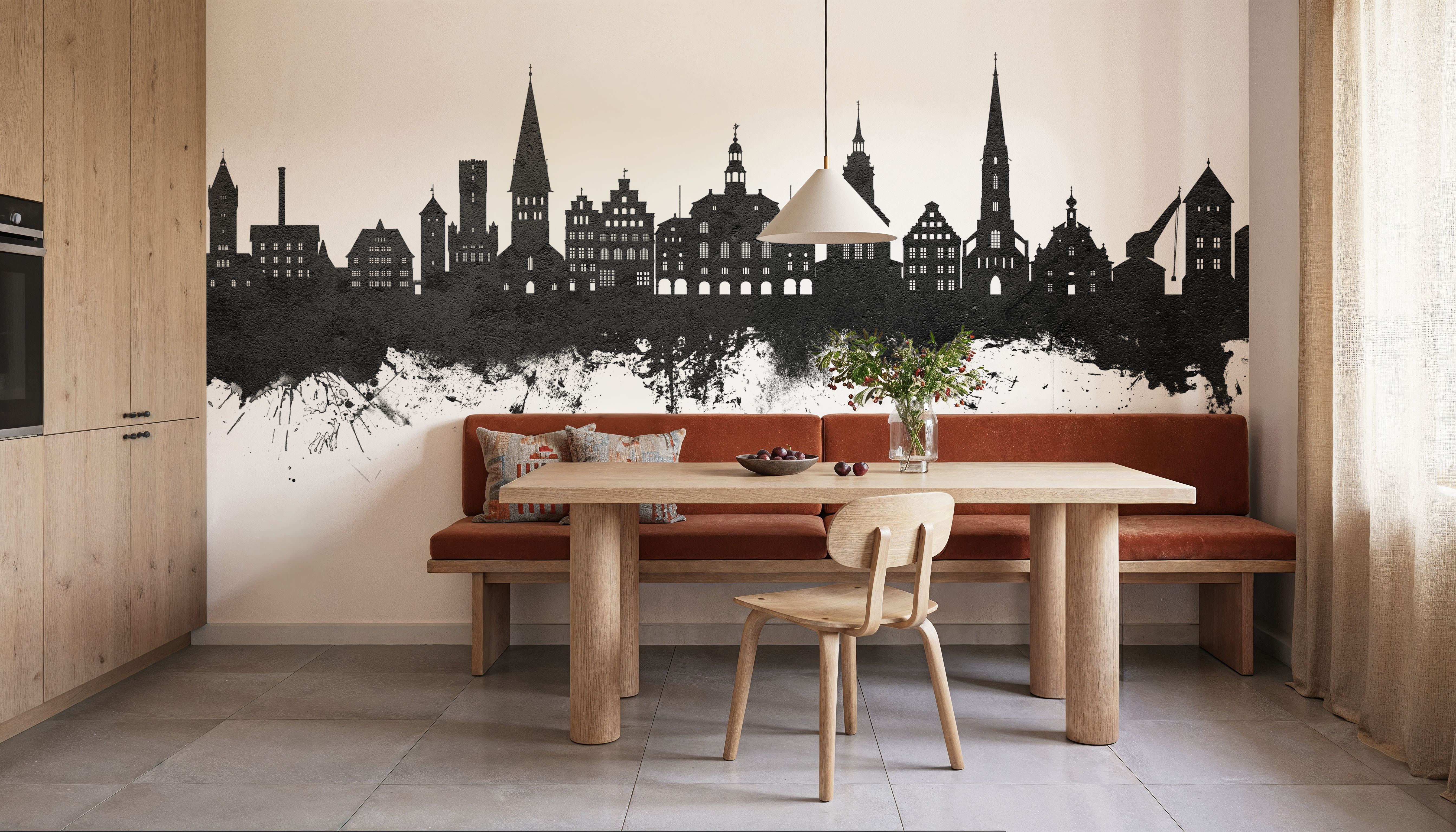 Lüneburg Germany Skyline Black & White, Tapeten