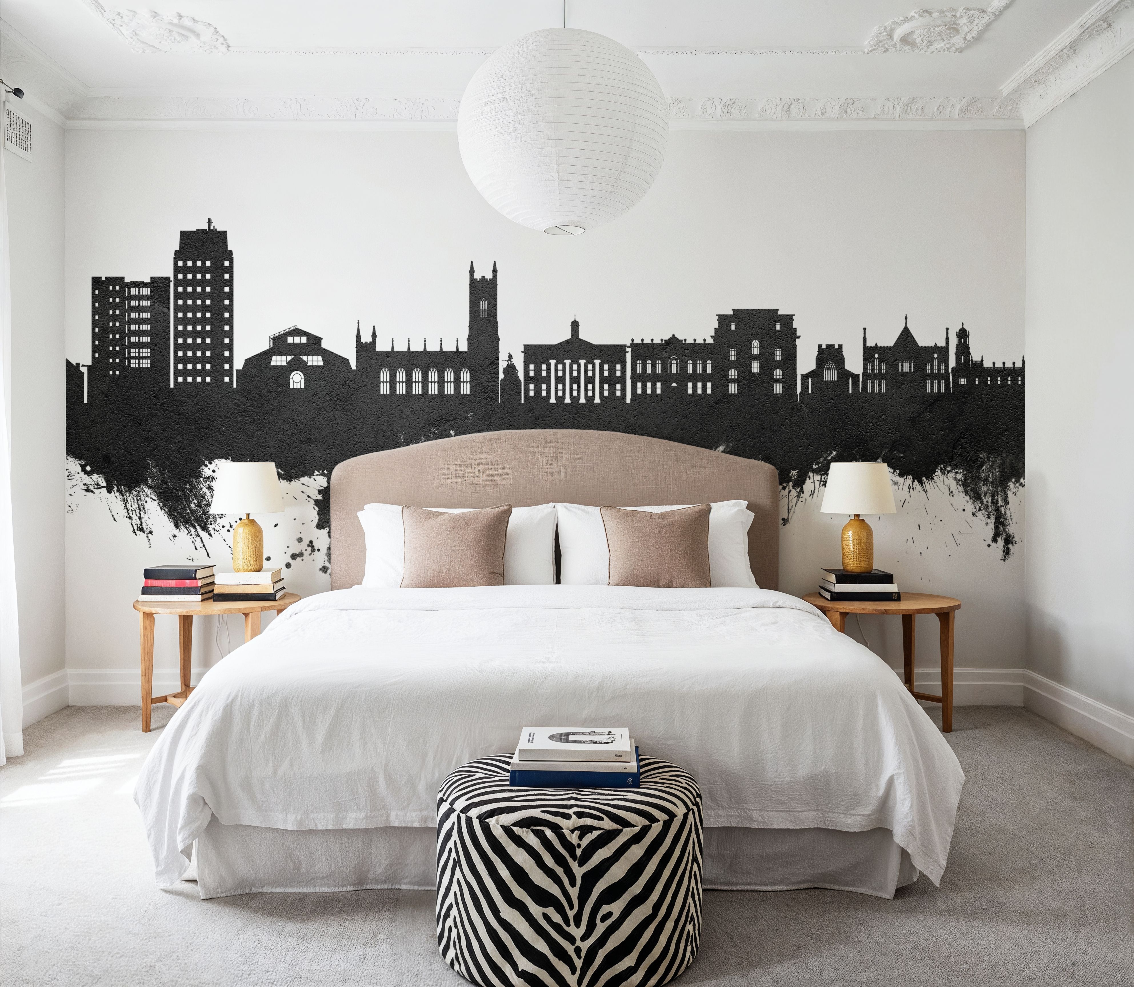 Oldham England Skyline Black & White, Papier peint