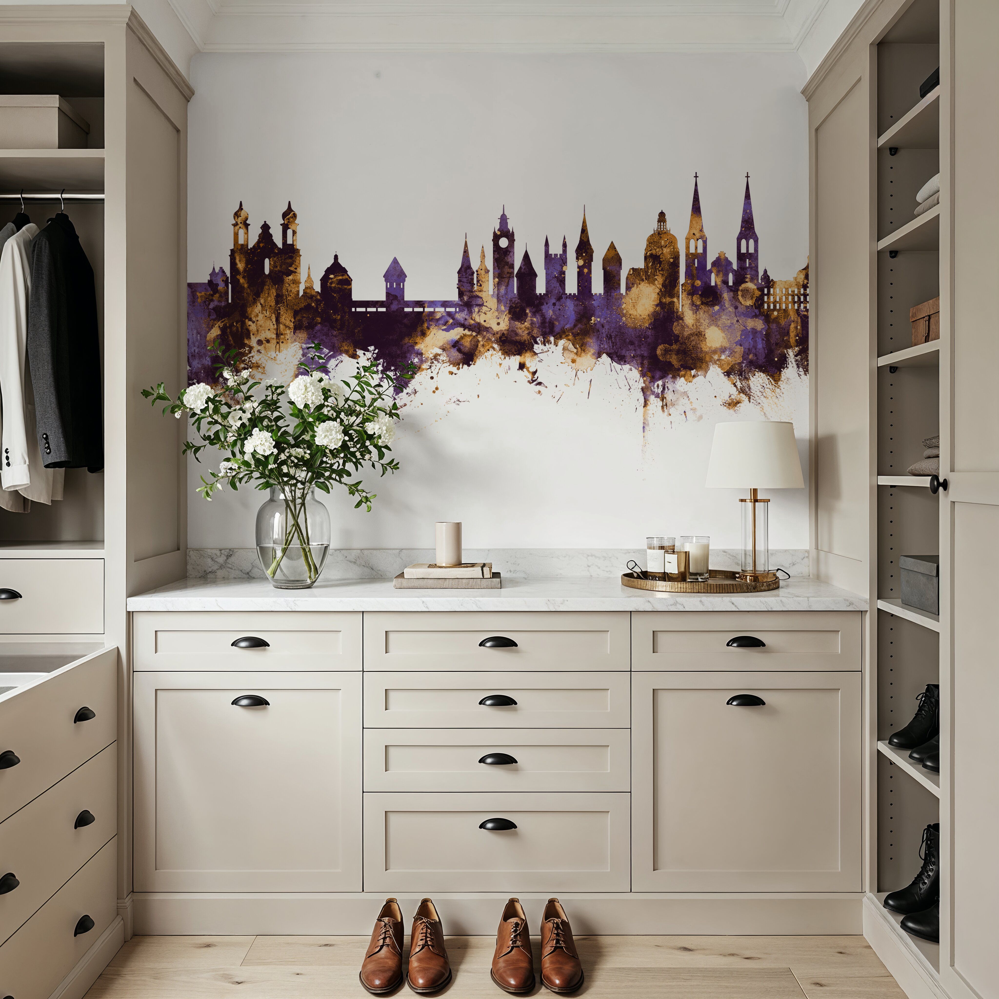 Lucerne Switzerland Luzern Skyline Purple & Gold