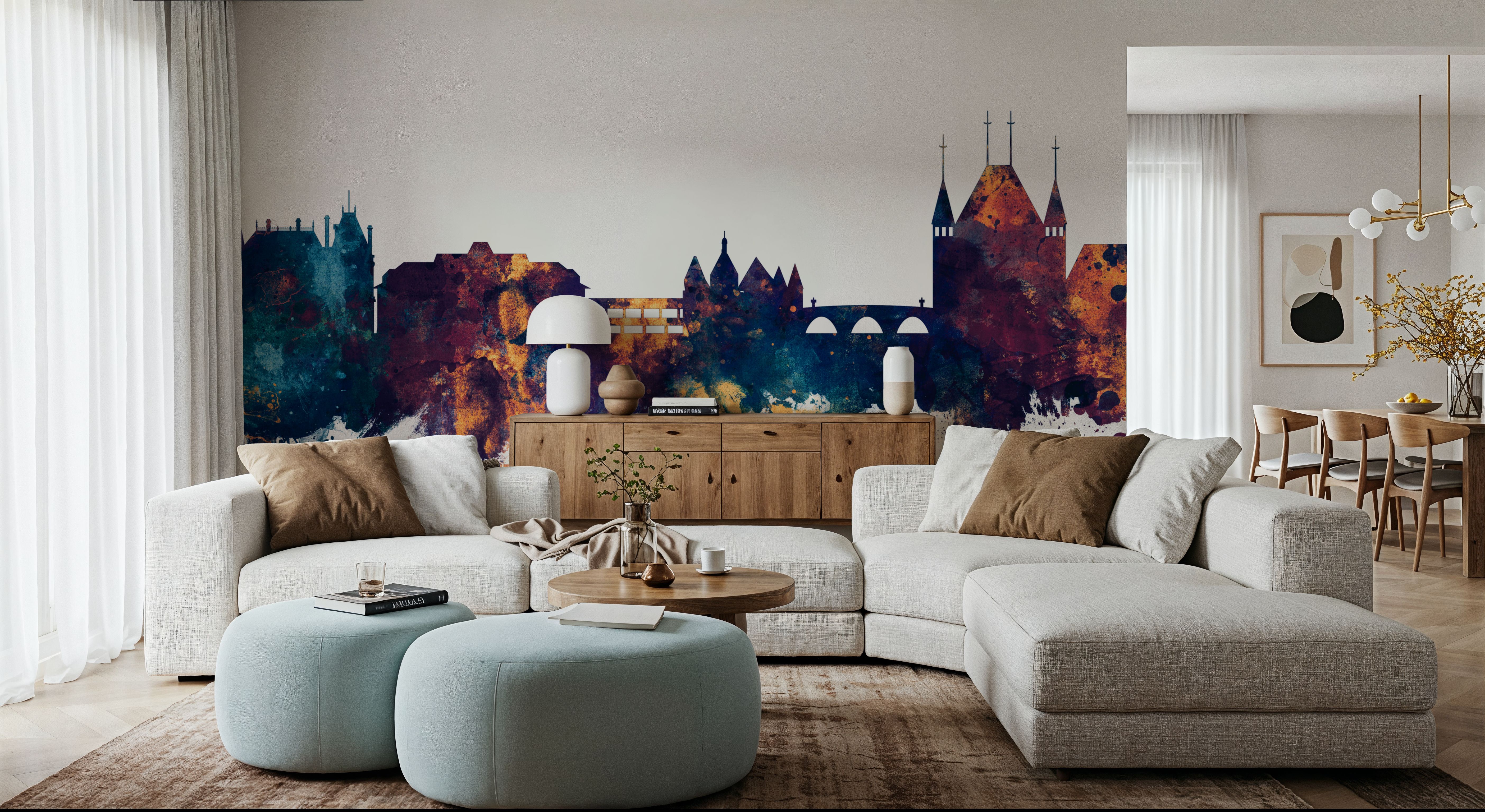Thun Switzerland Skyline Blue & Bronze