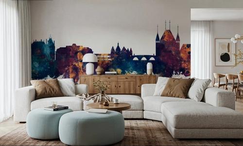 Thun Switzerland Skyline Blue & Bronze