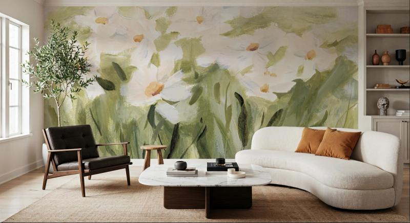 Daisy Meadow wallpaper mural 100% PVC-free and non-toxic