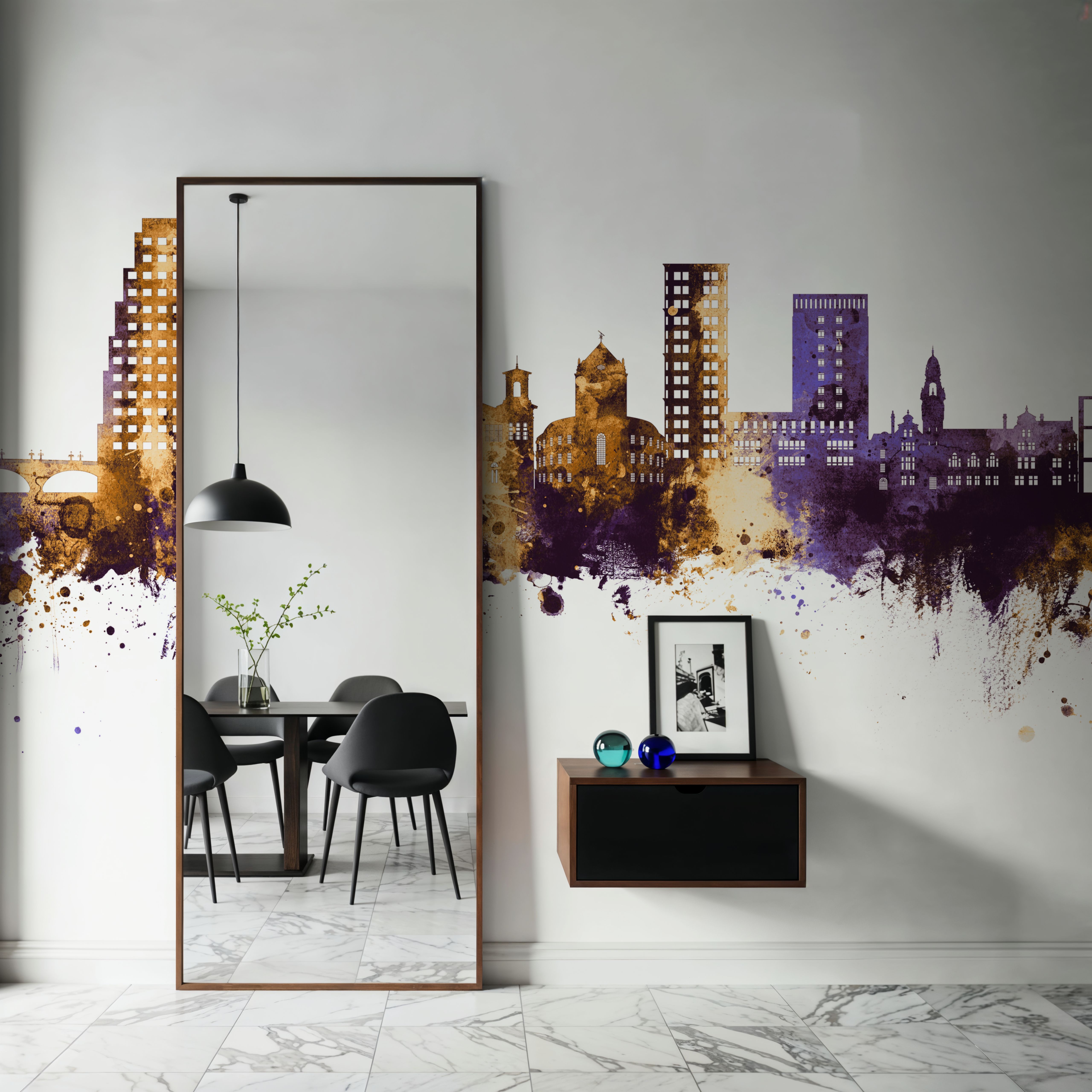 Kingston upon Thames England Skyline Purple & Gold