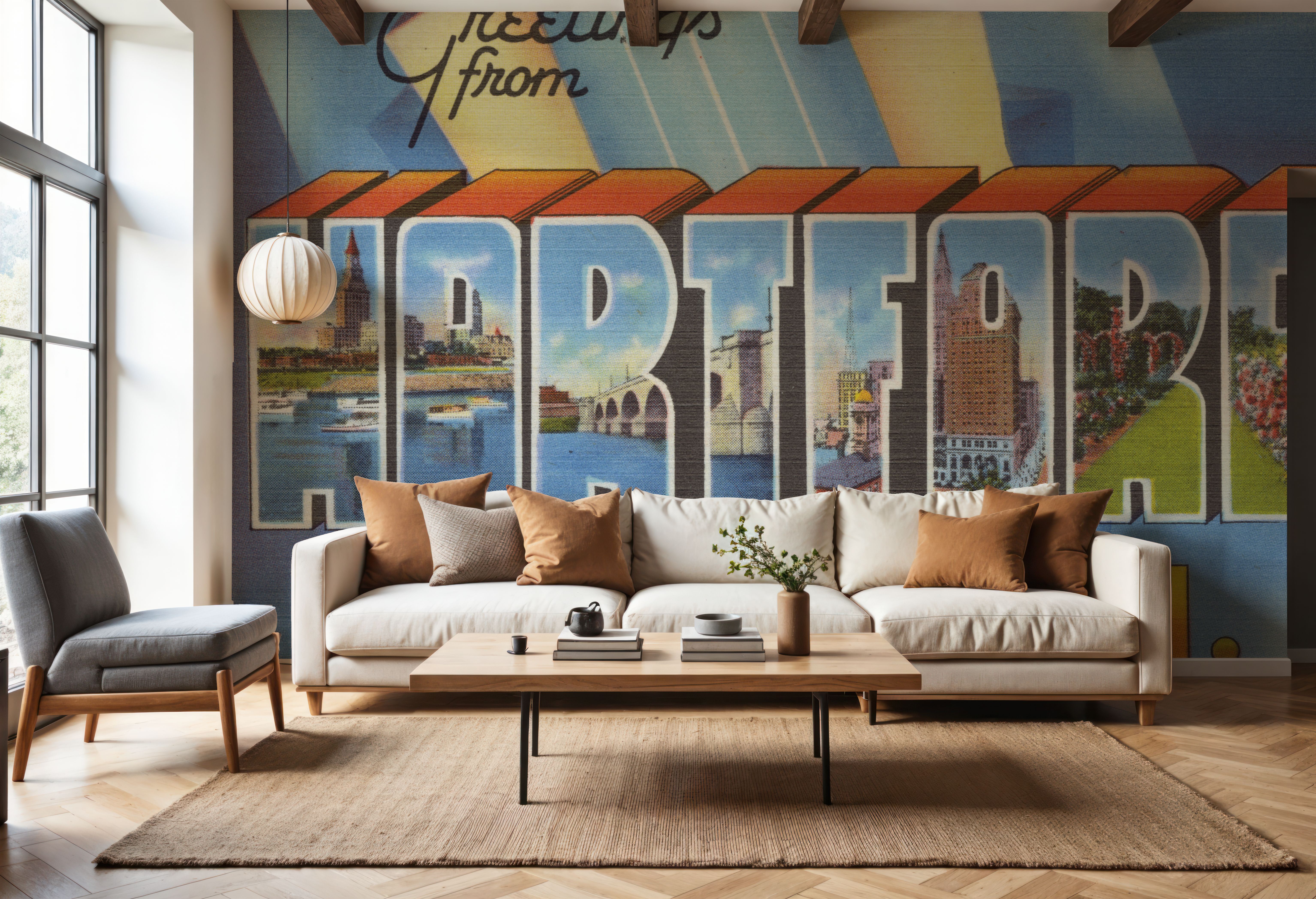 Greetings from Hartford - Screenprint Postcard, Wallpaper