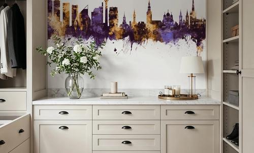 Tallinn Estonia Skyline Purple & Gold