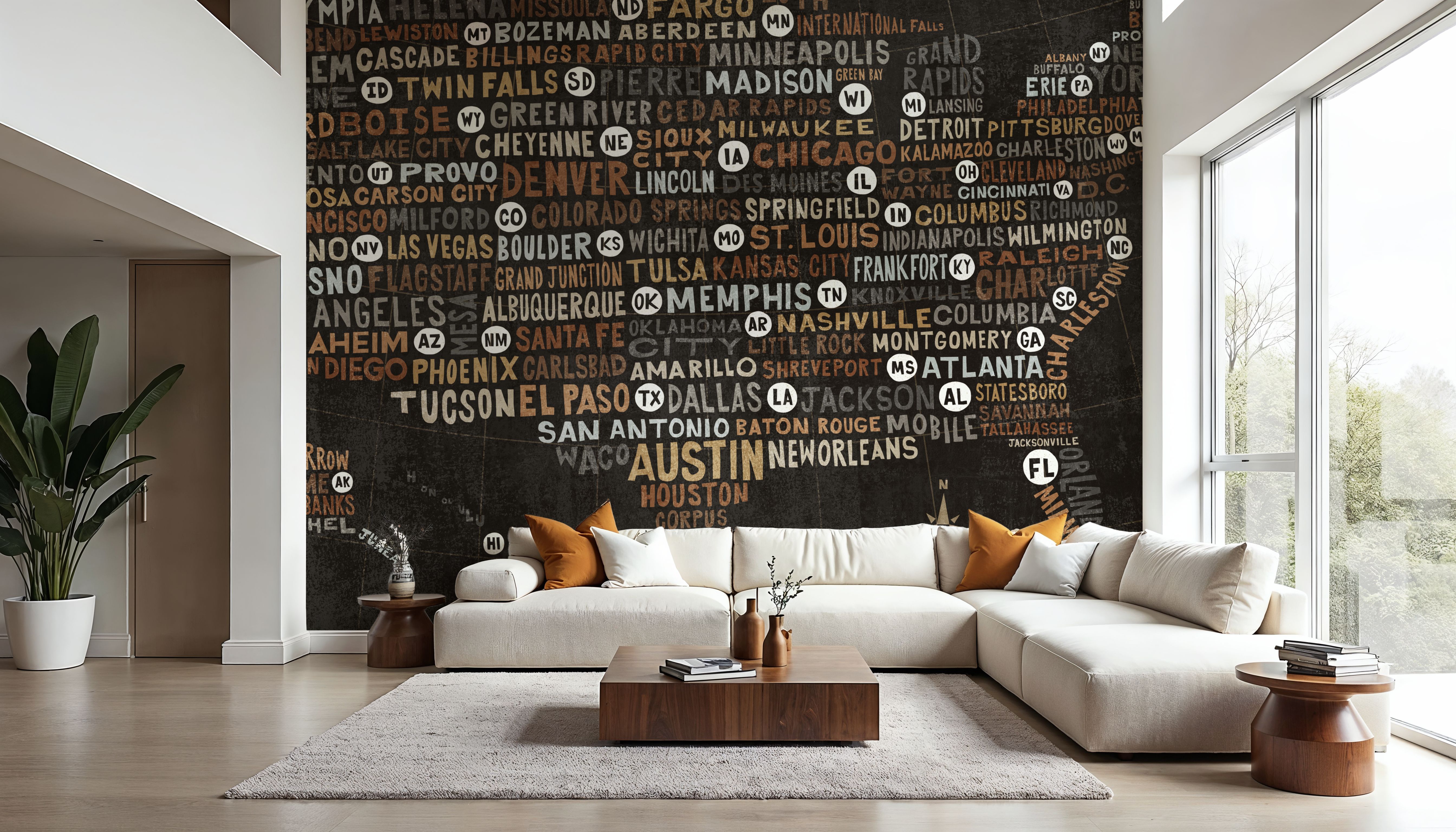 US City Map Black