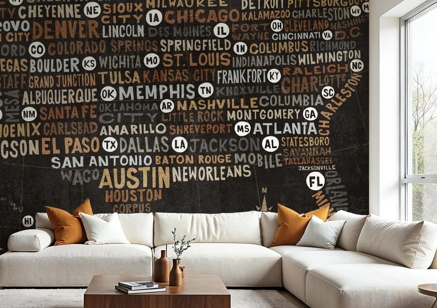 US City Map Black