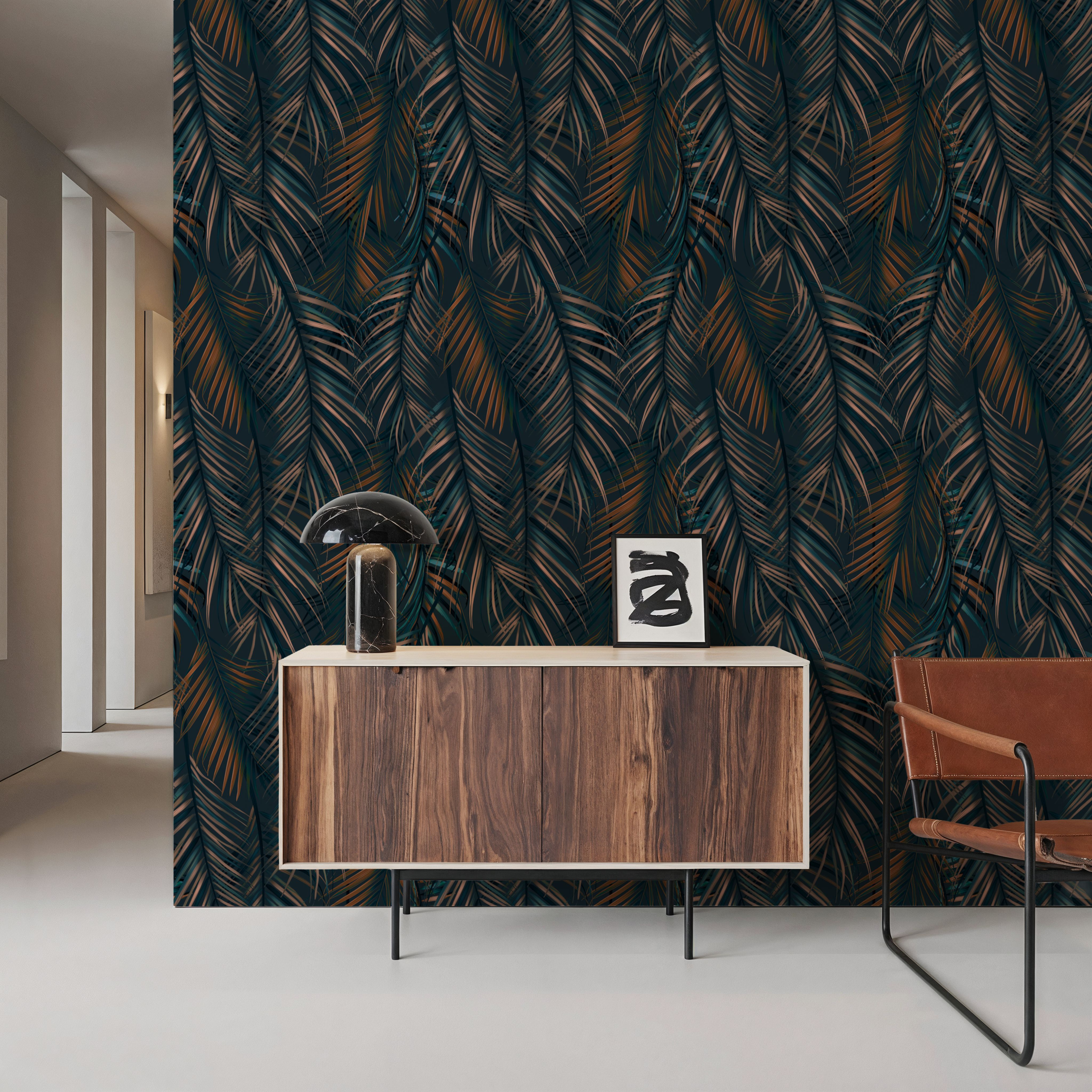 Swaying Palm Leaves, Teal