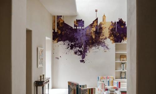 Lawrence Kansas Skyline Purple & Gold